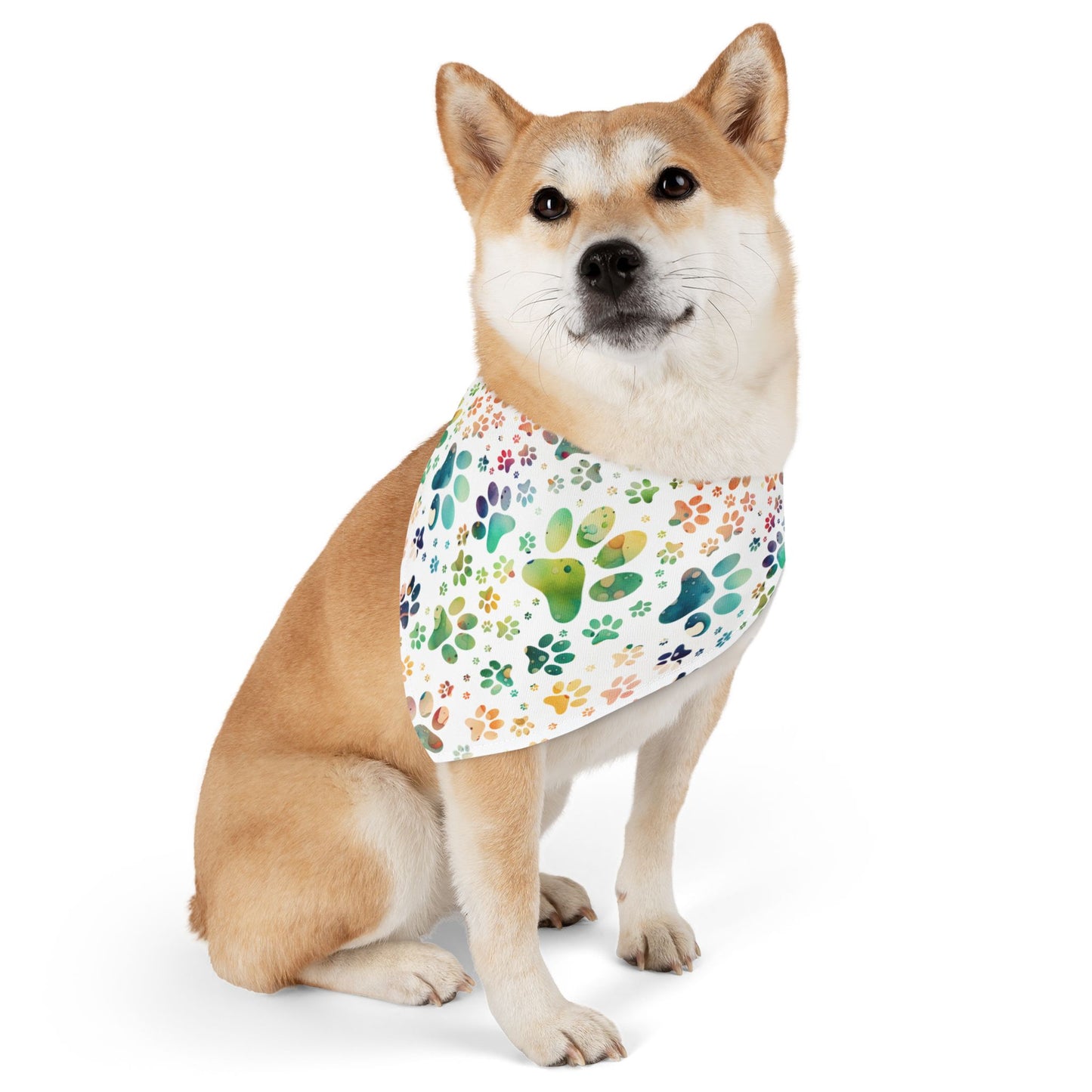 Pet Bandana Collar | Colorful Paw Print Pattern