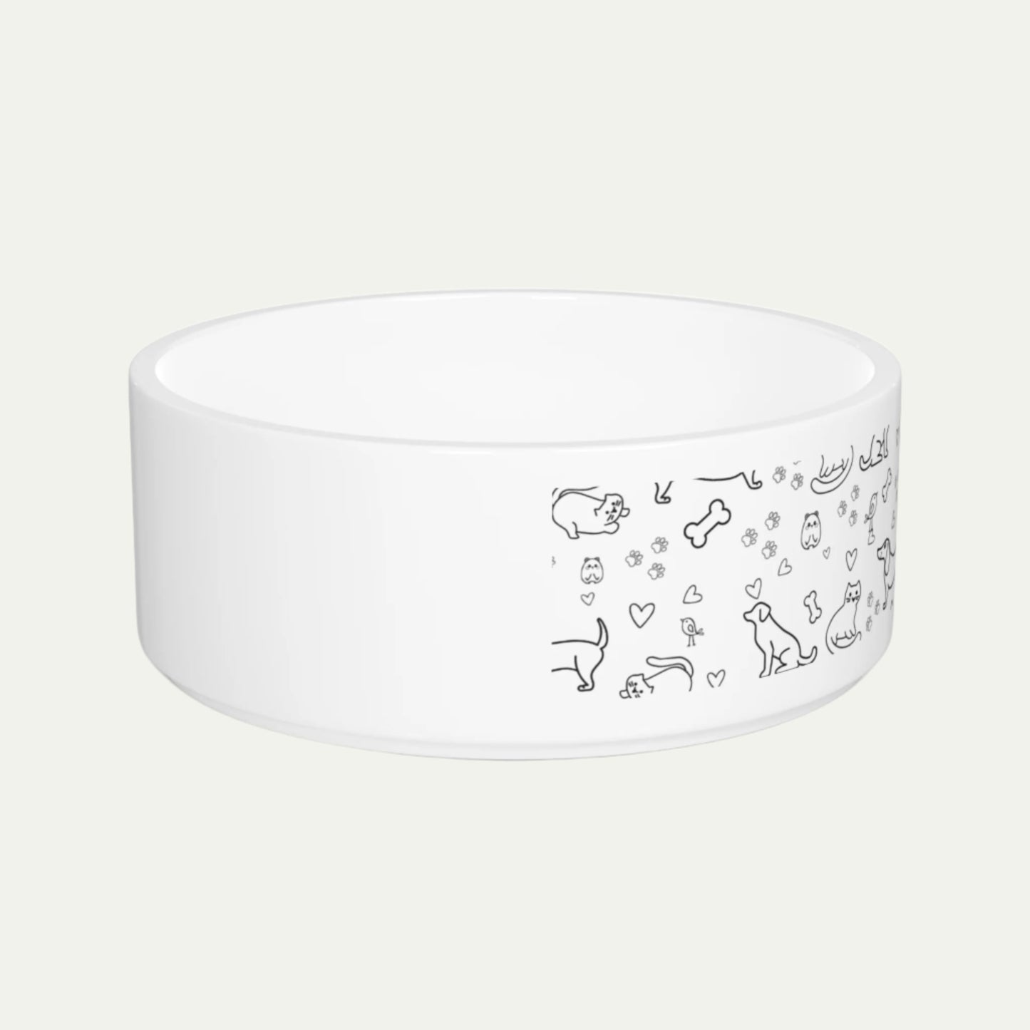 16 oz Ceramic Pet Bowl, Cute Pet Themed Pattern left