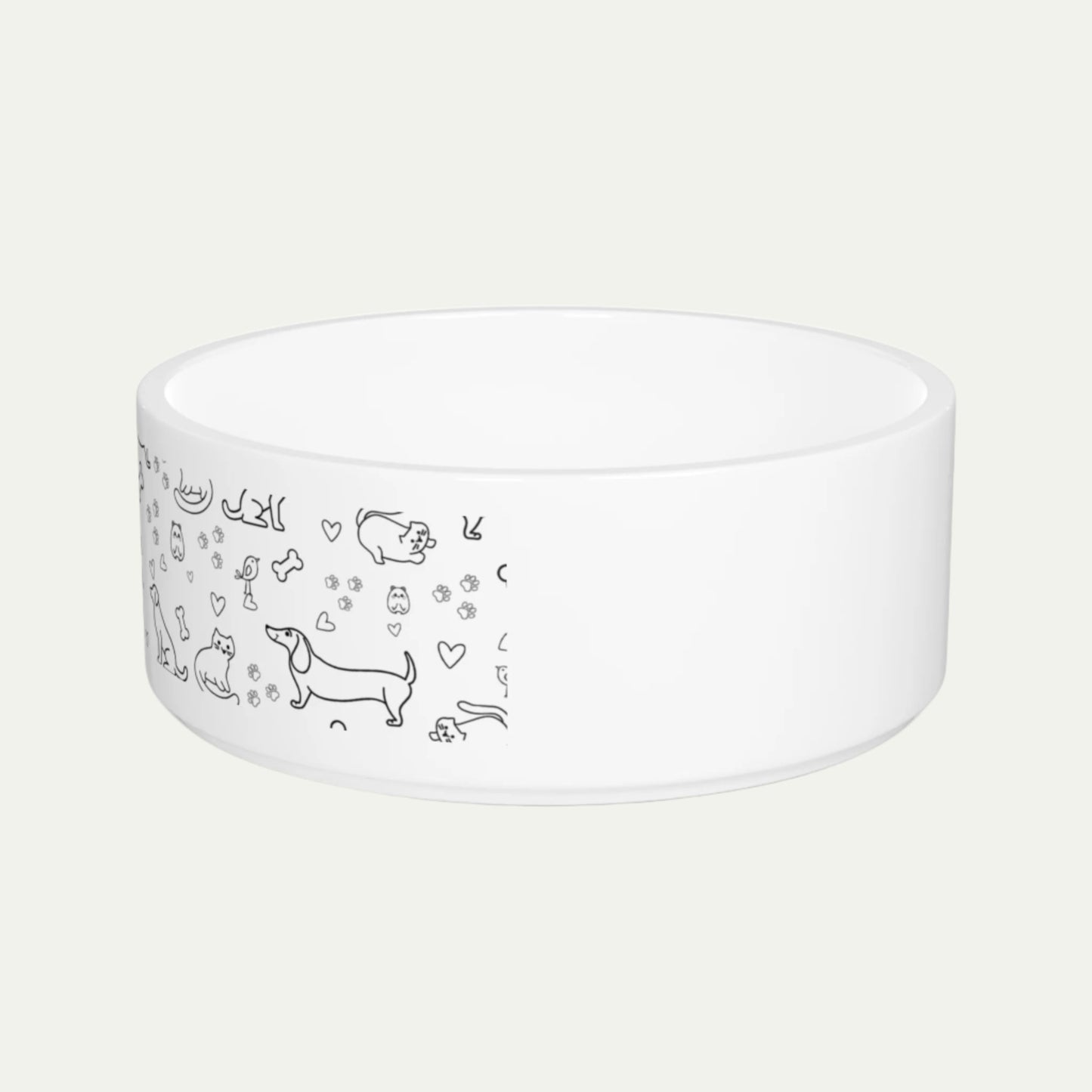 16 oz Ceramic Pet Bowl, Cute Pet Themed Pattern right