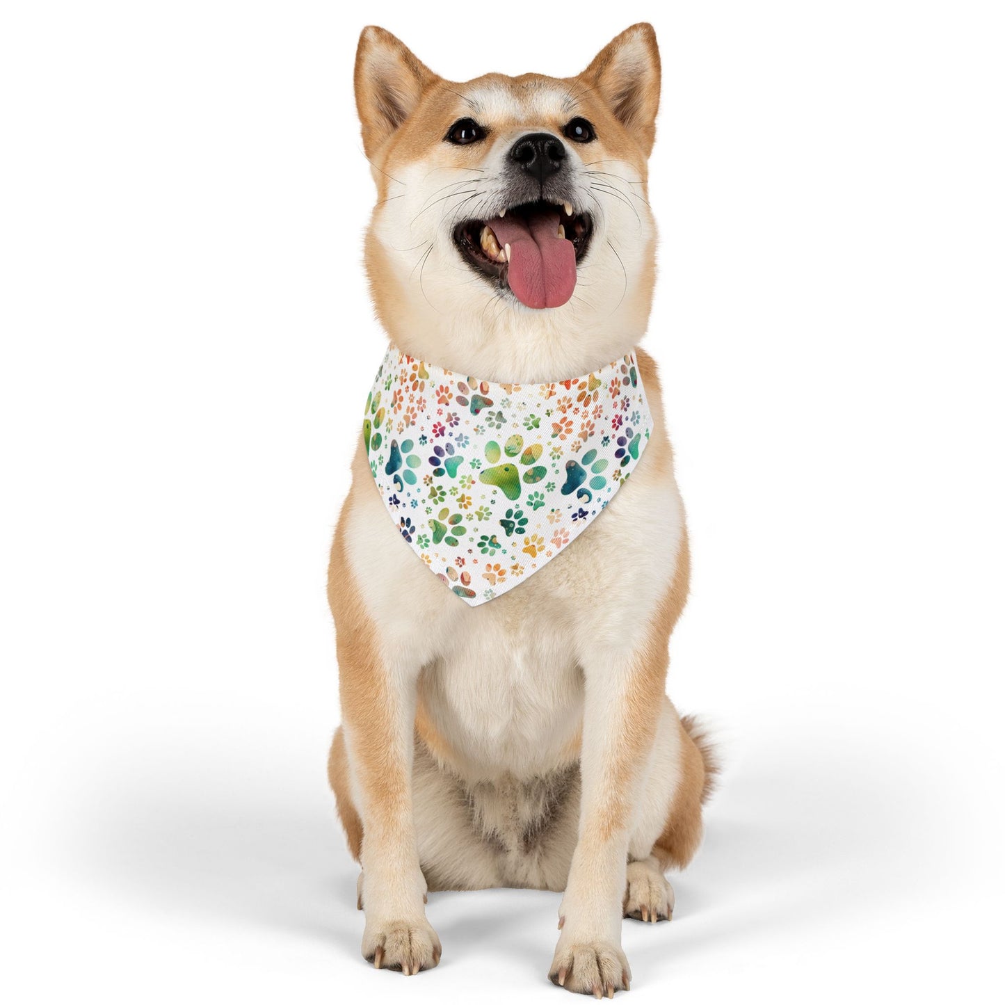 Pet Bandana Collar | Colorful Paw Print Pattern