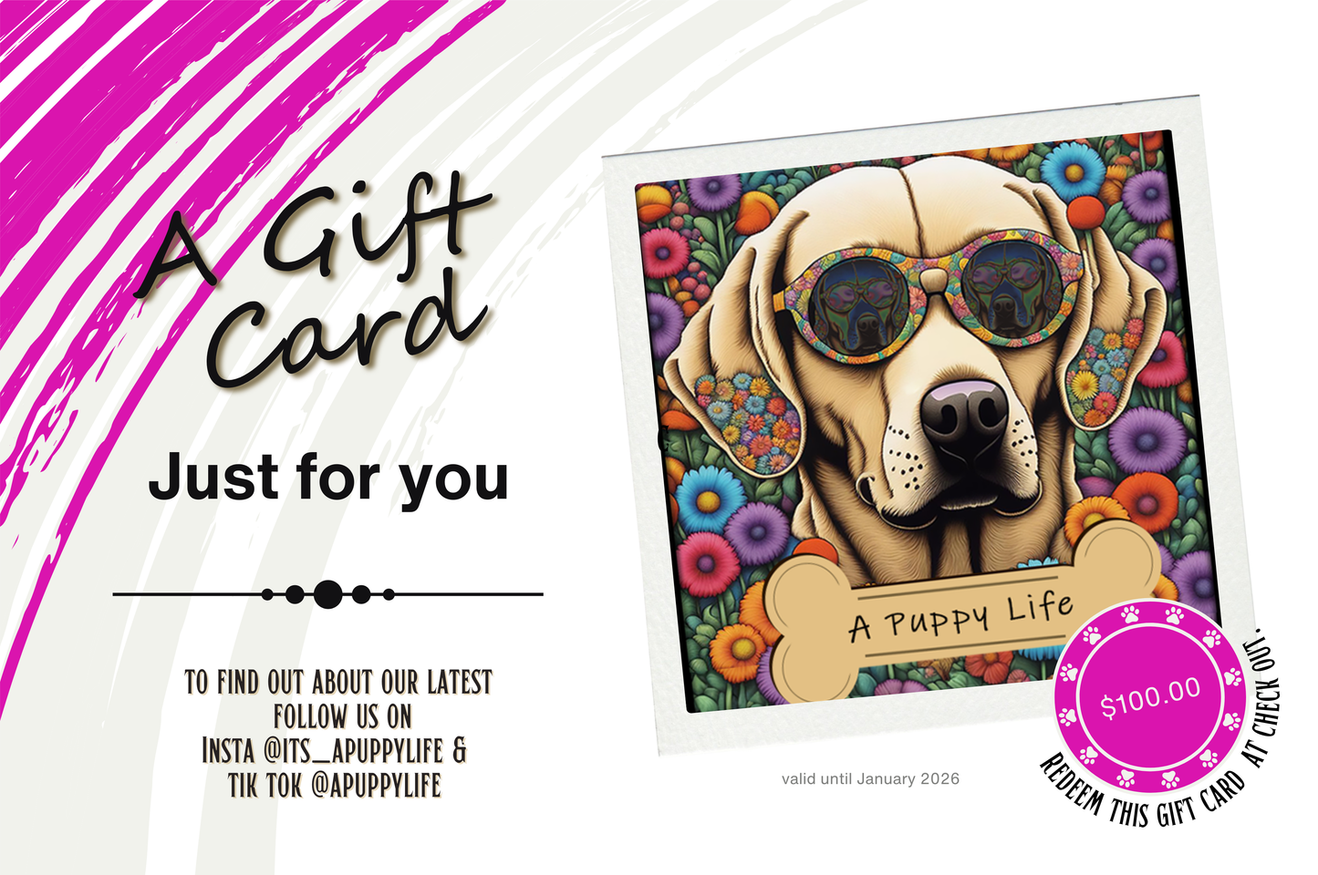 A Puppy life-Gift Card 100 dollars