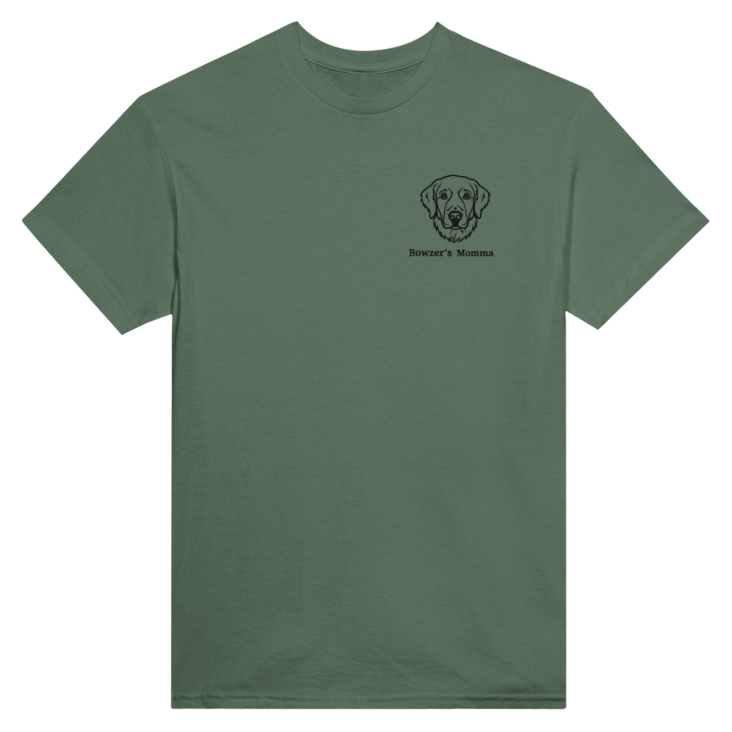 Custom Embroidered Dog Breed and Name T-shirt Military Green