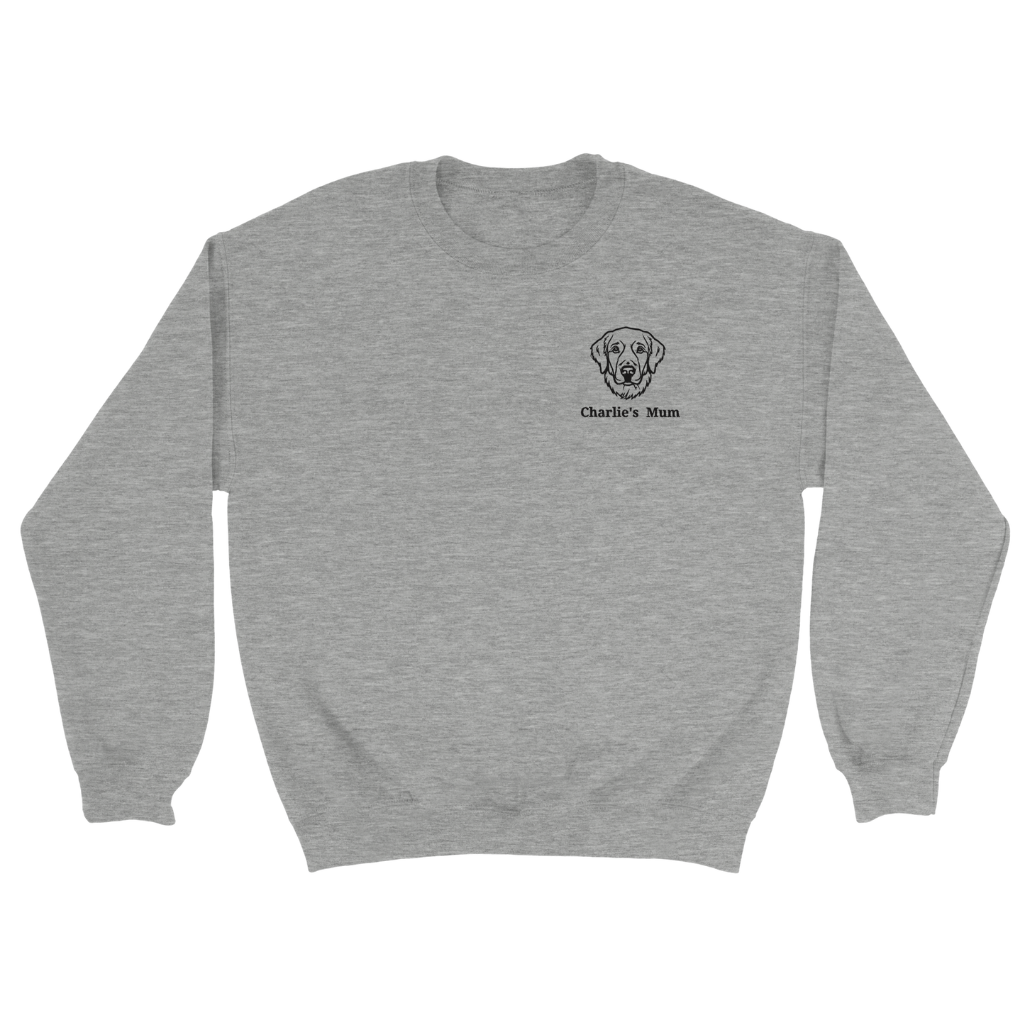 Embroidered Classic Crewneck Sweatshirt | Customize Dog Breed and Name Ash