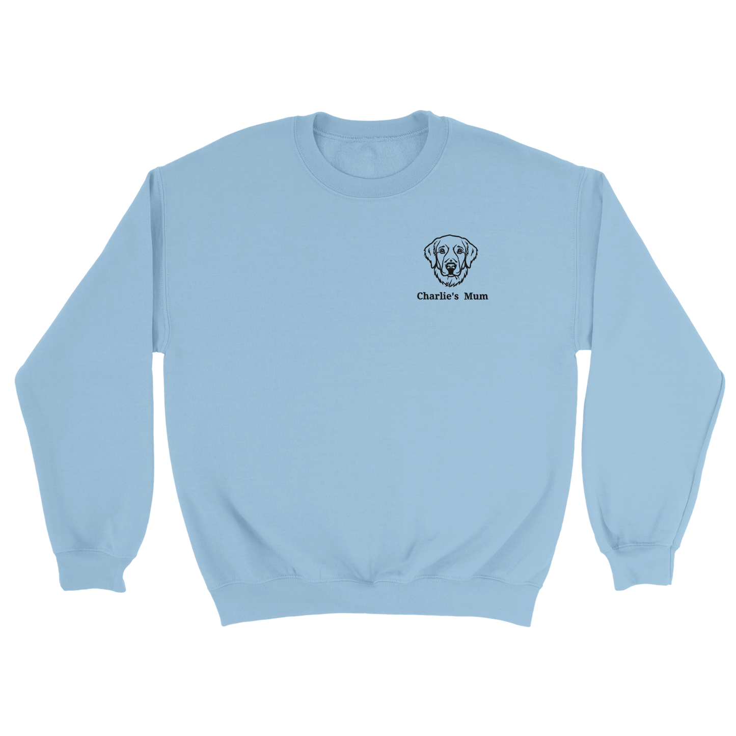 Embroidered Classic Crewneck Sweatshirt | Customize Dog Breed and Name Light Blue