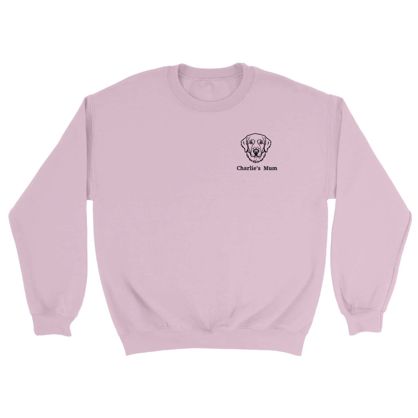 Embroidered Classic Crewneck Sweatshirt | Customize Dog Breed and Name Light Pink