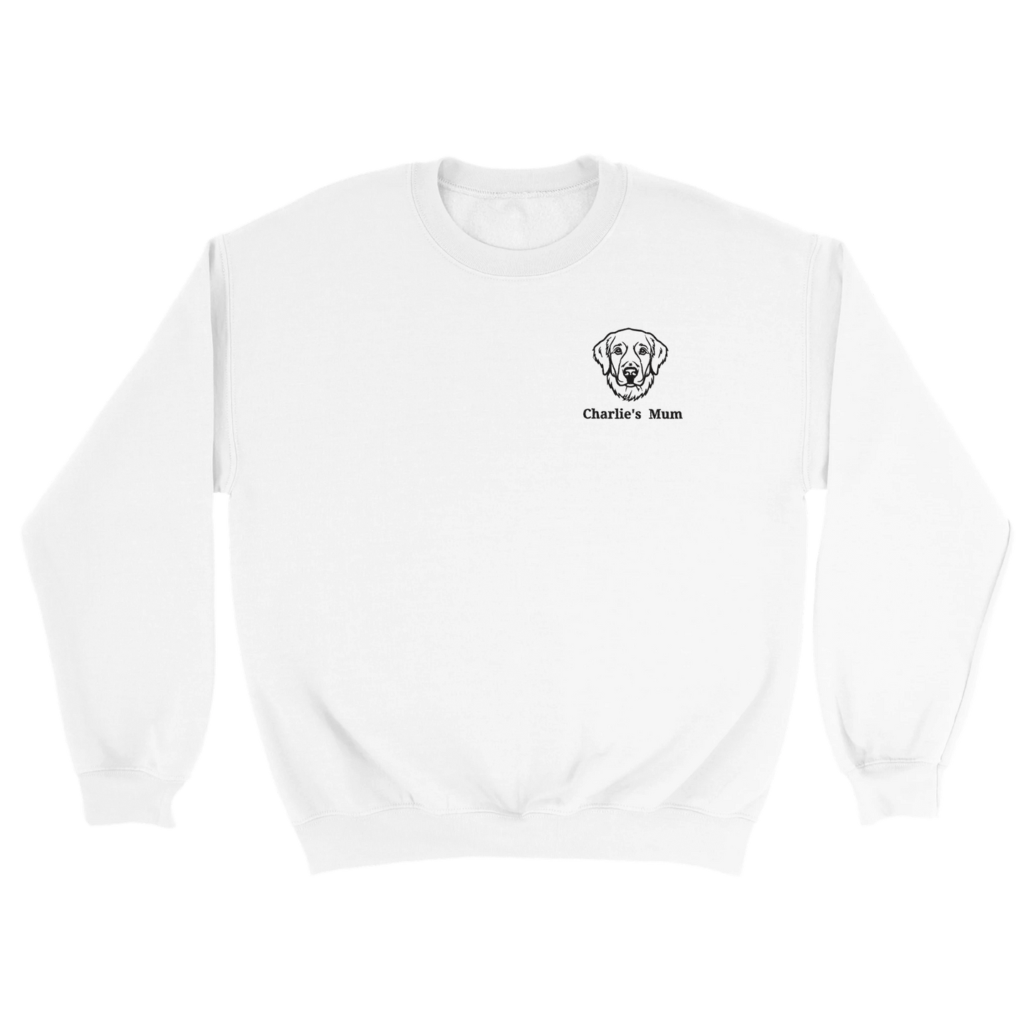 Embroidered Classic Crewneck Sweatshirt | Customize Dog Breed and Name White