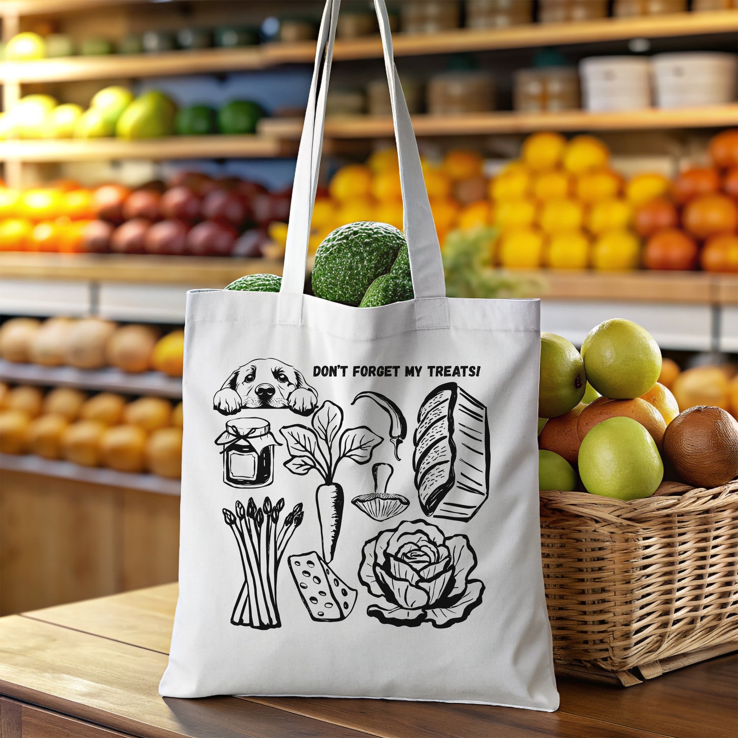 Funny Reusable Grocery Bag – Eco-Friendly Canvas Shopping Tote Labrador Market