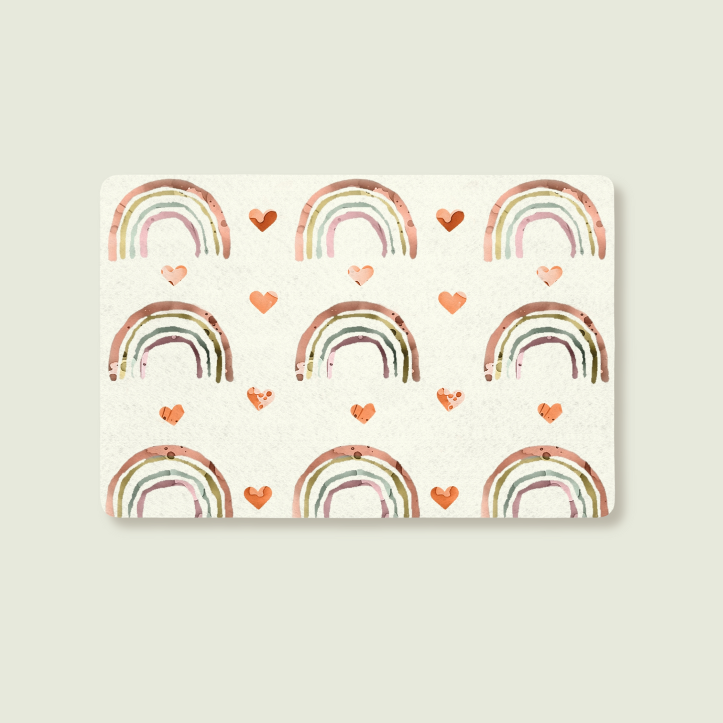Joyful Rainbows and Hearts Illustration, Pet Food Mat (12x18)
