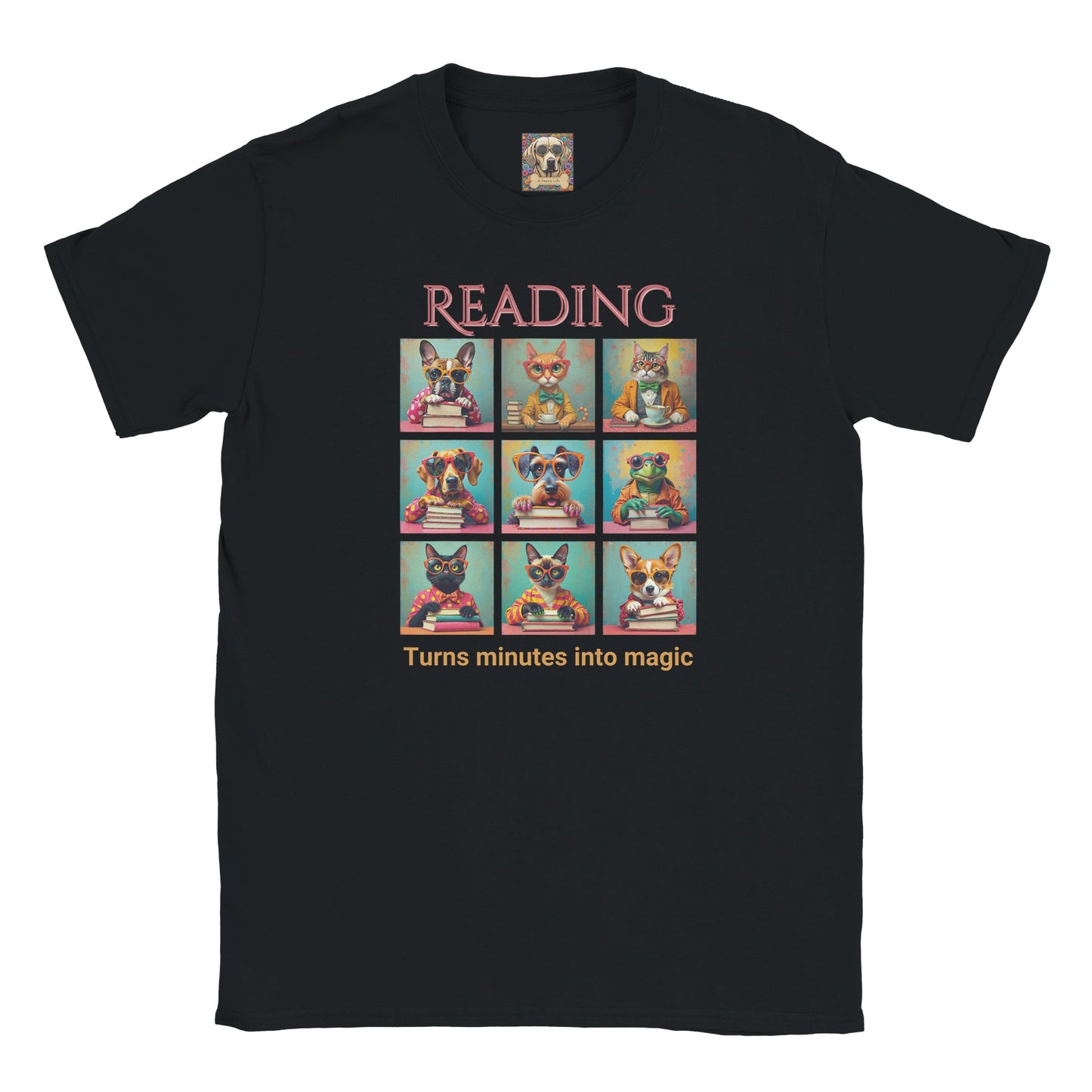 Kids Whimsical Book Quote Reading Aesthetic Graphic T-shirt - for Young Book Worms Black