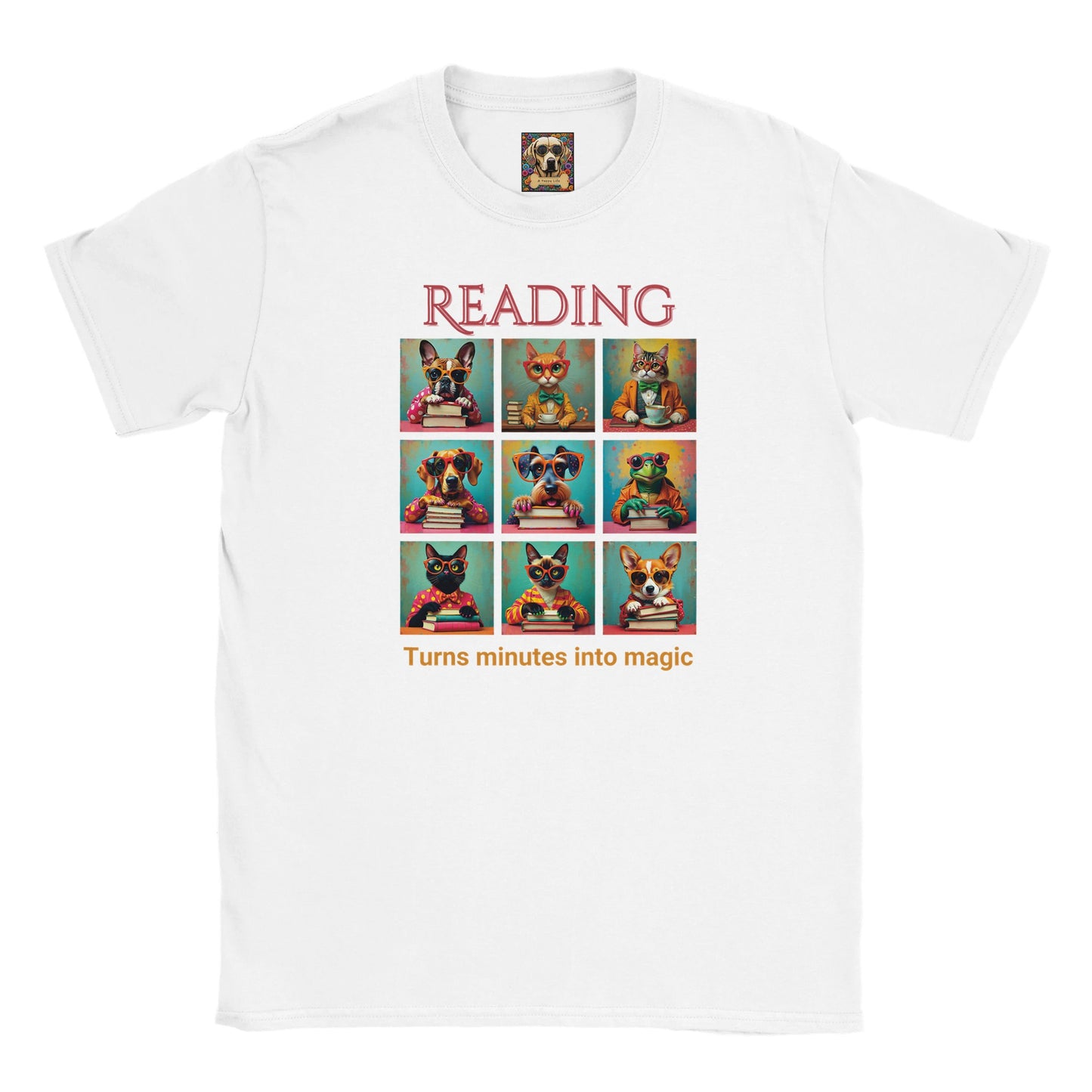 Kids Whimsical Book Quote Reading Aesthetic Graphic T-shirt - for Young Book Worms White