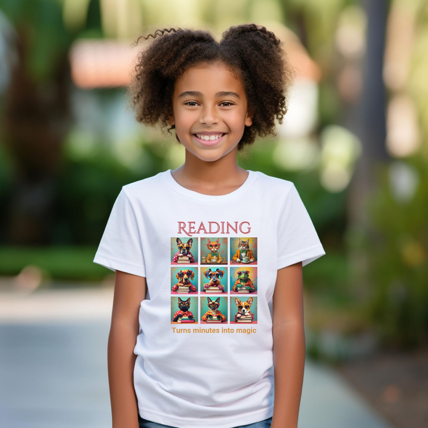 Kids Whimsical Book Quote Reading Aesthetic Graphic T-shirt - for Young Book Worms context White