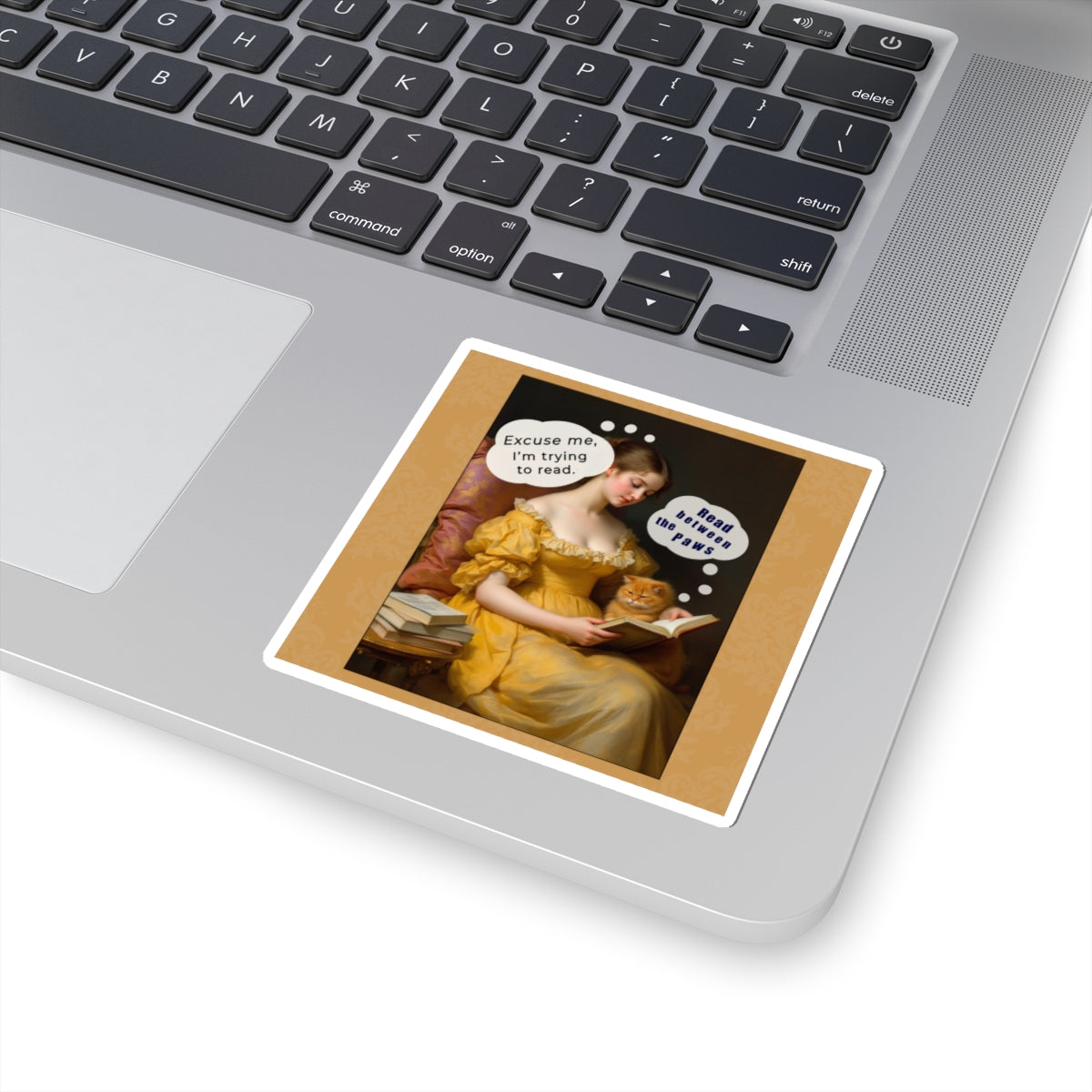 Literary Cat Kiss-Cut Stickers - "Excuse me, I'm trying to read" context