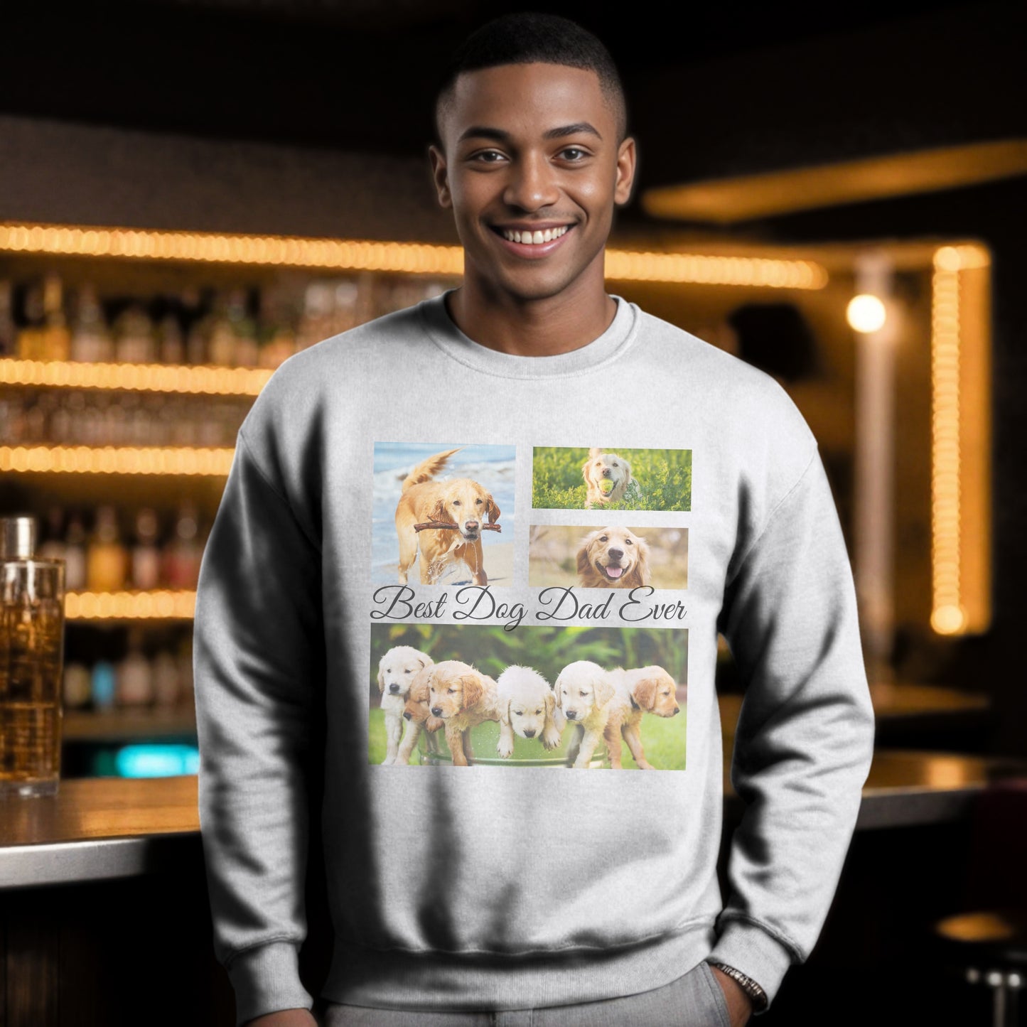 Personalized Photo Collage Pet Sweatshirt – Stylish, Cozy & Uniquely Yours context ash grey with black text