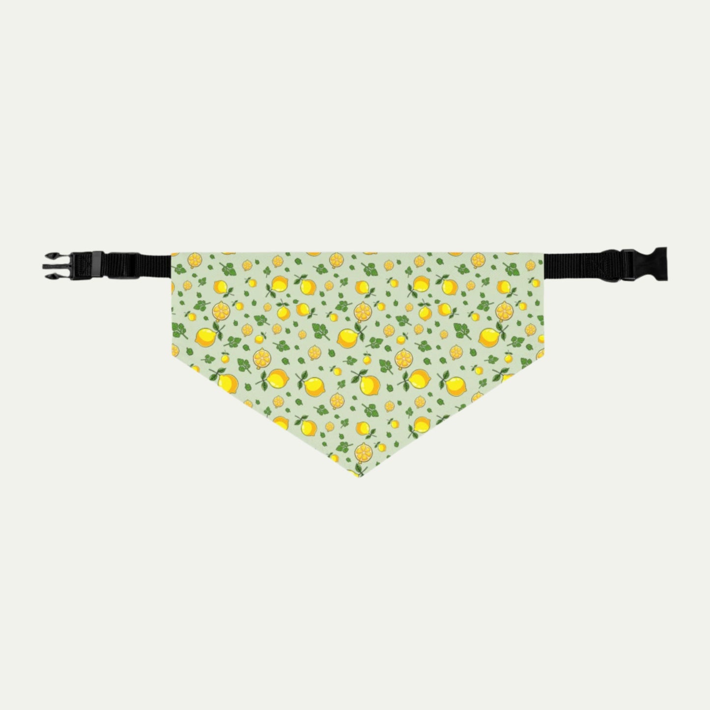 Pet Bandana Collar, Lemons and Parsley, Pale Green Background L
