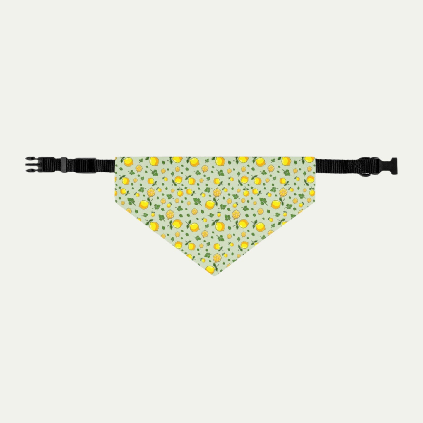 Pet Bandana Collar, Lemons and Parsley, Pale Green Background M