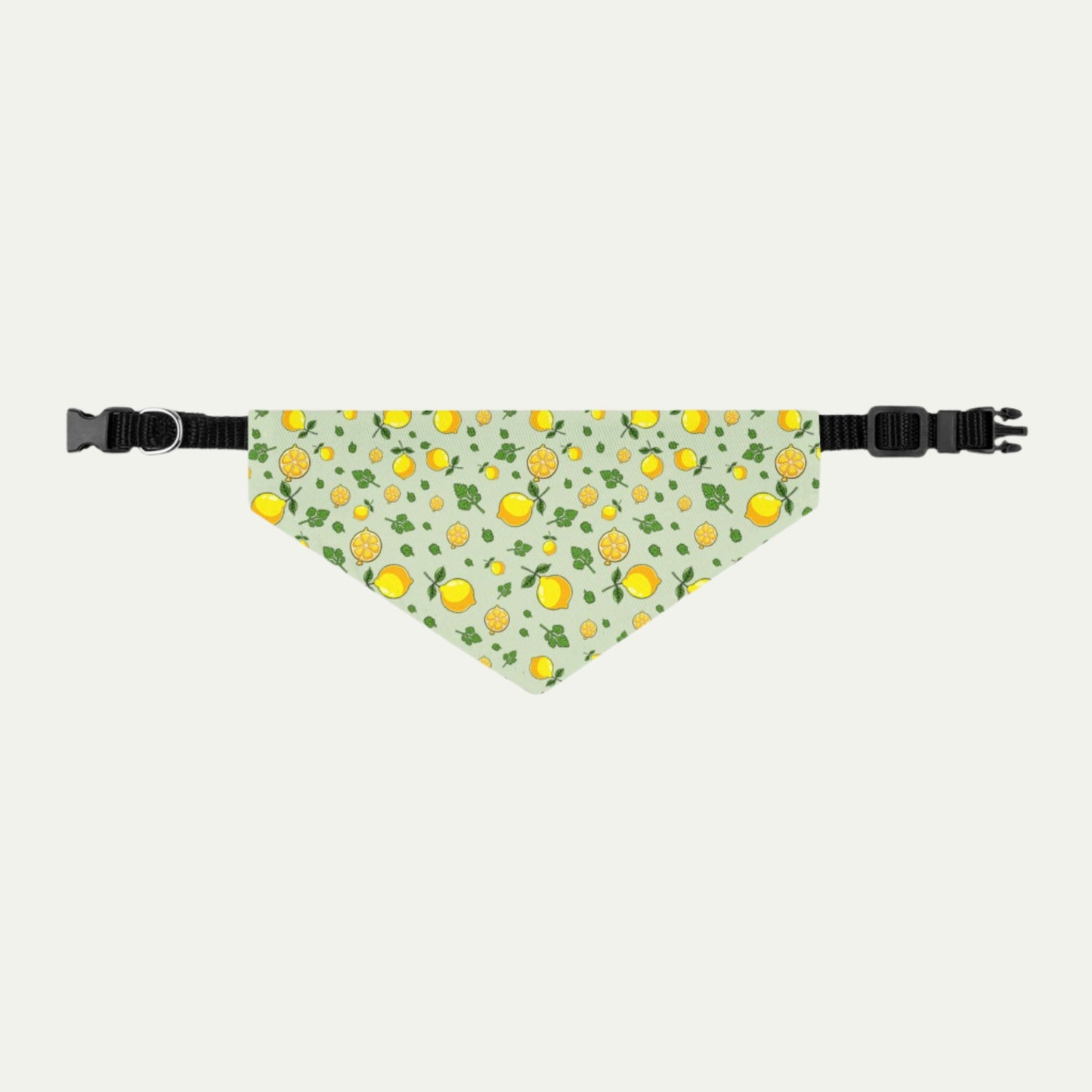Pet Bandana Collar, Lemons and Parsley, Pale Green Background S