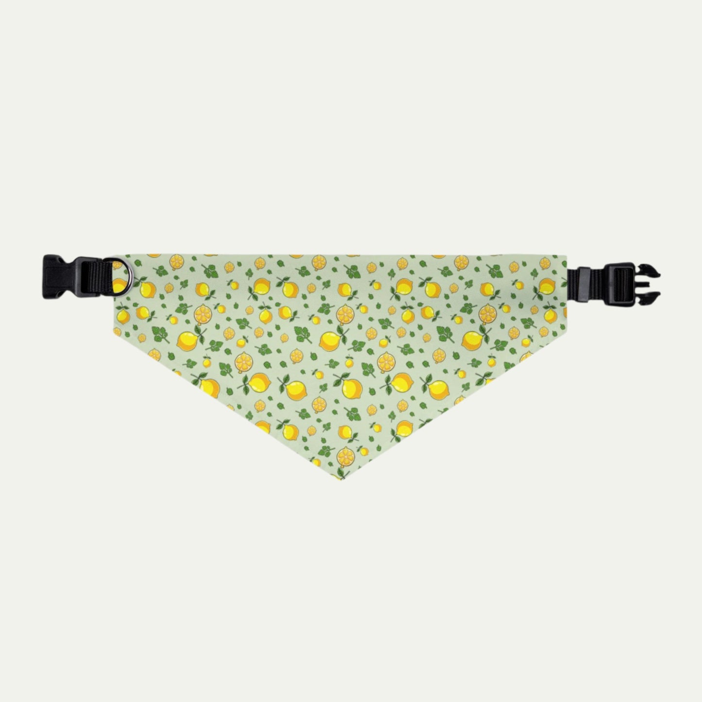 Pet Bandana Collar, Lemons and Parsley, Pale Green Background XL