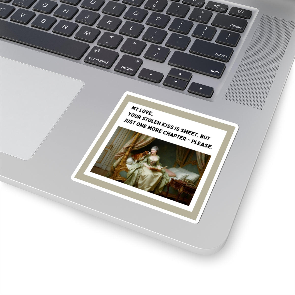 Rococo Design Art Sticker for Bookworms Kiss-Cut Stickers - Perfect for Book Lovers & Dog Owners context