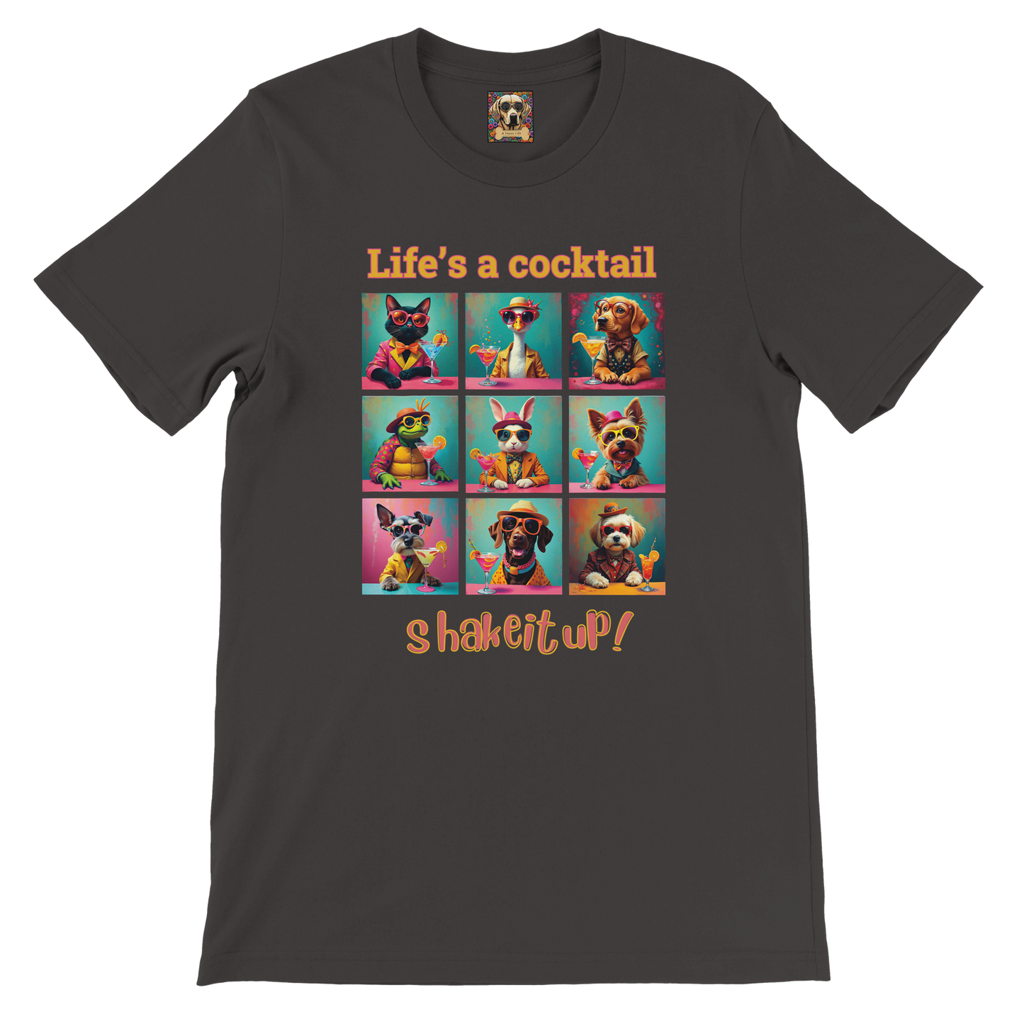 Vibrant Animal Cocktail T-Shirt – Fun Tee Design for Night Out vintage black nb
