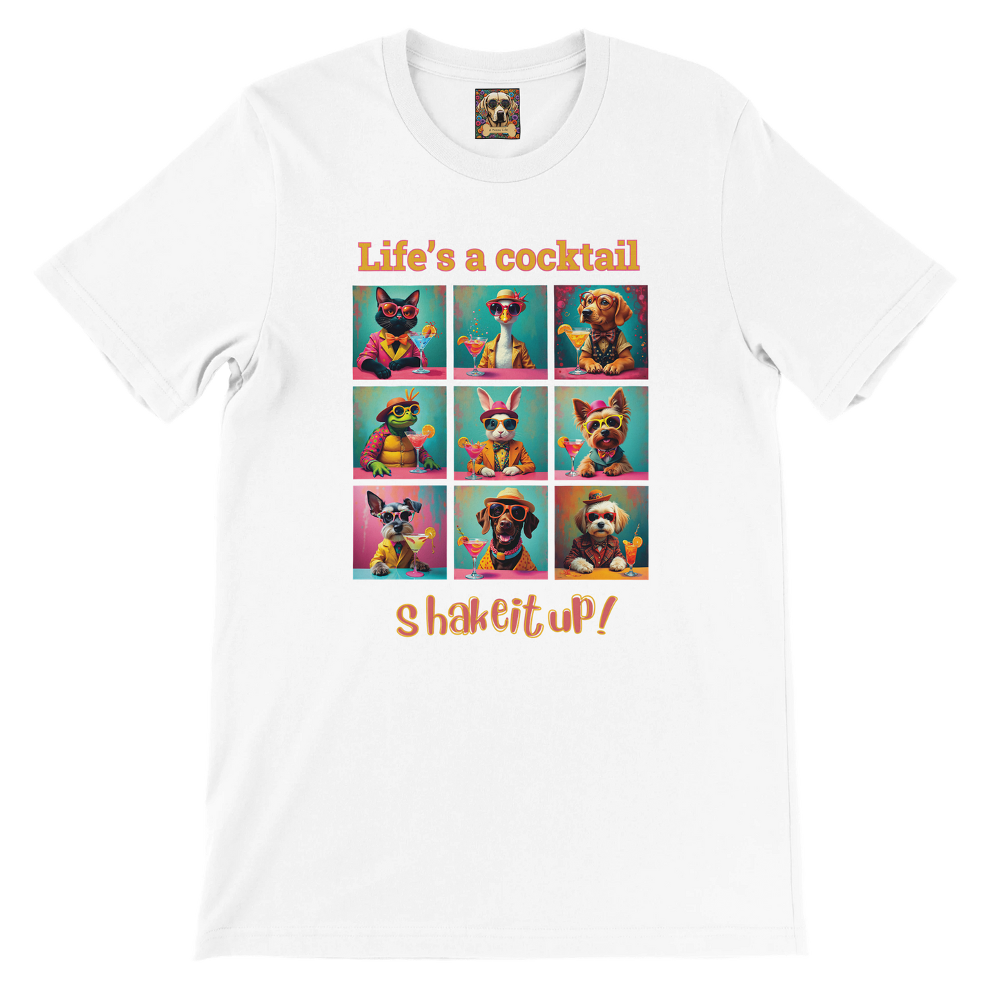 Vibrant Animal Cocktail T-Shirt – Fun Tee Design for Night Out white nb