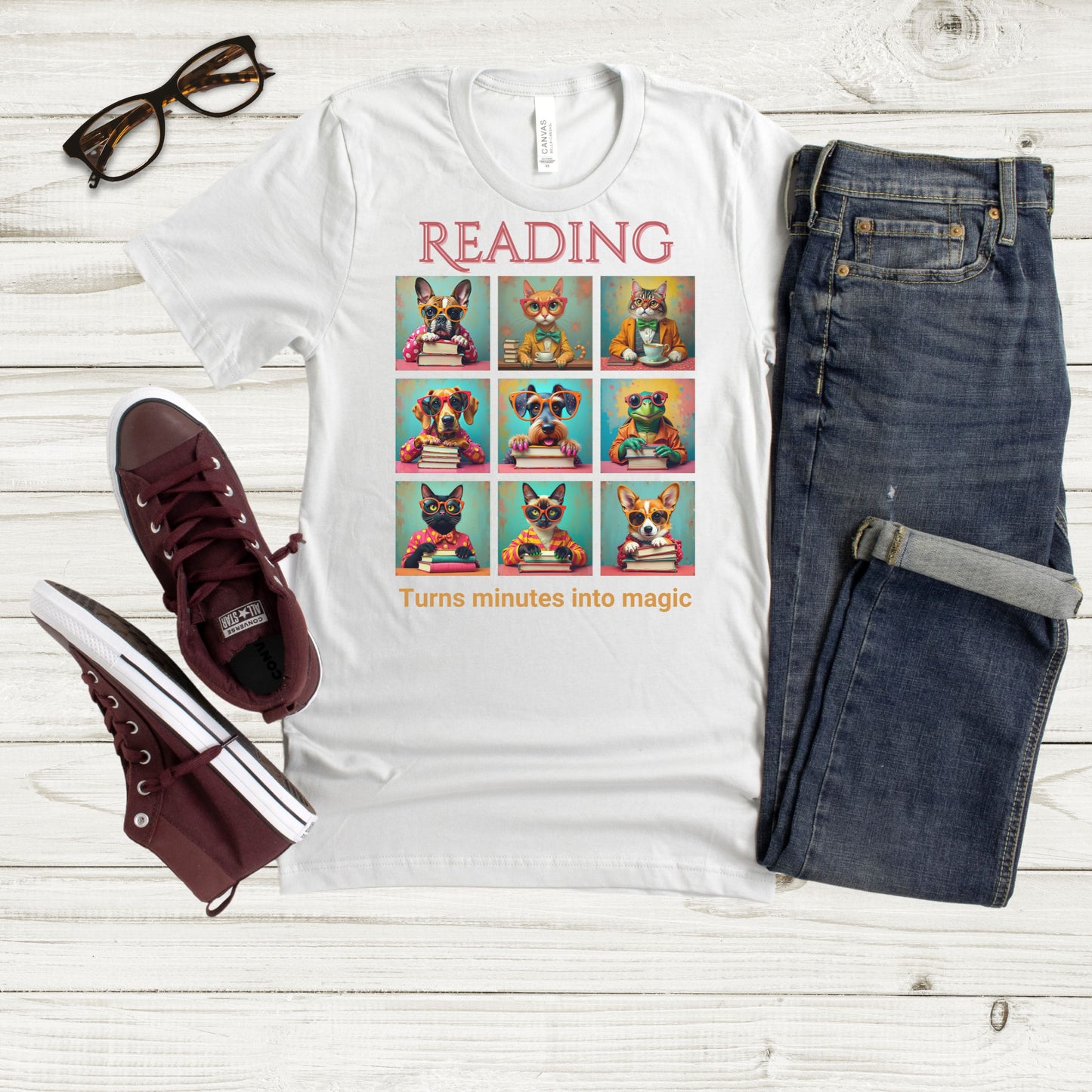 Whimsical Book Quote Reading Aesthetic Graphic T-Shirt – Vibrant Animal Design for Book Lovers outfit idea Ash tee