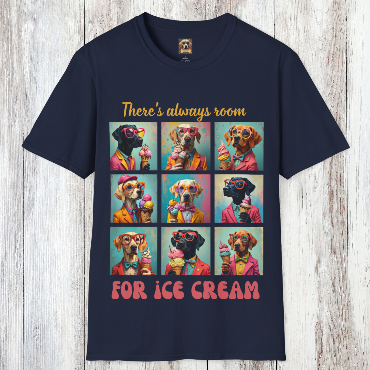 t-shirt dogs with ice cream navy