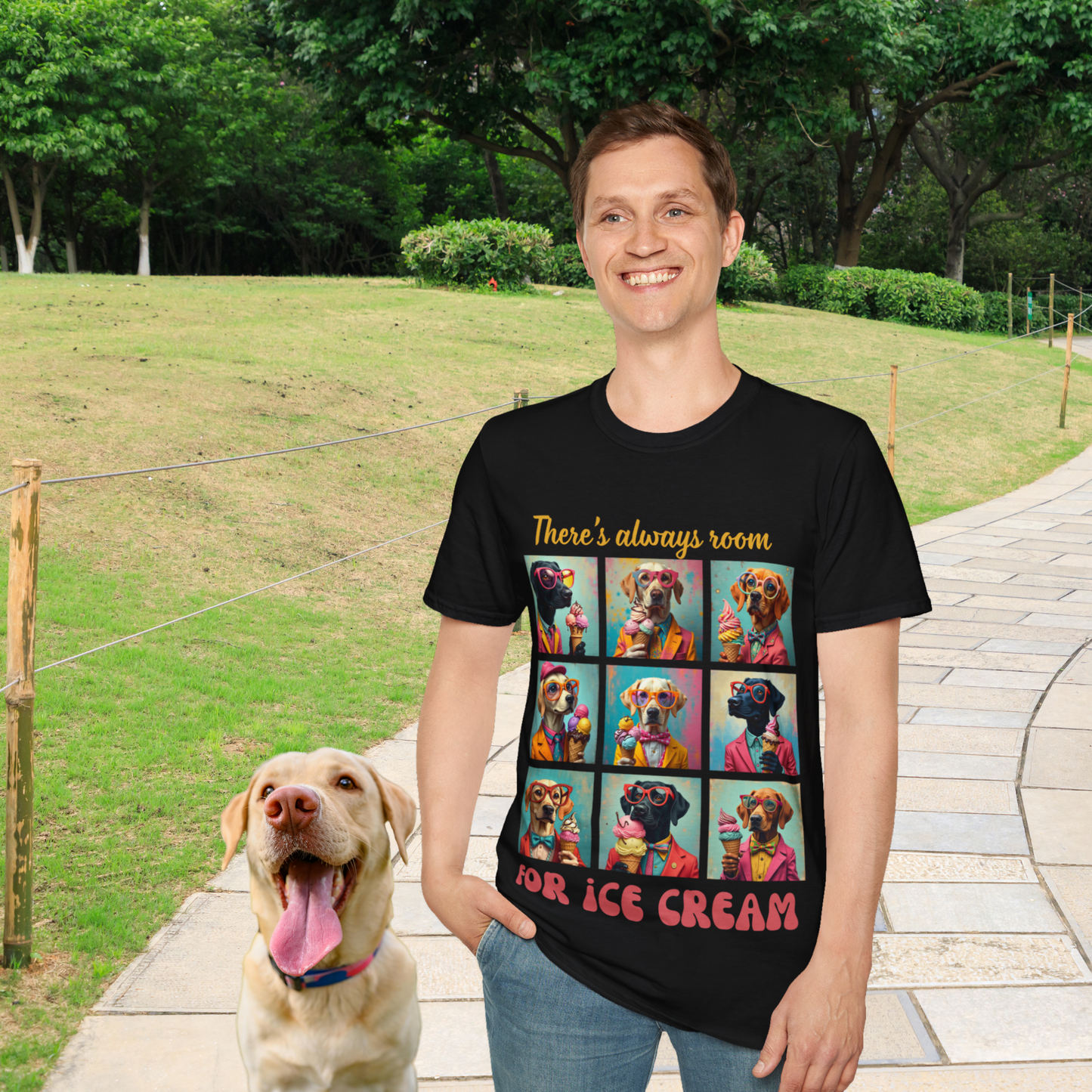 t-shirt dogs with ice cream context black