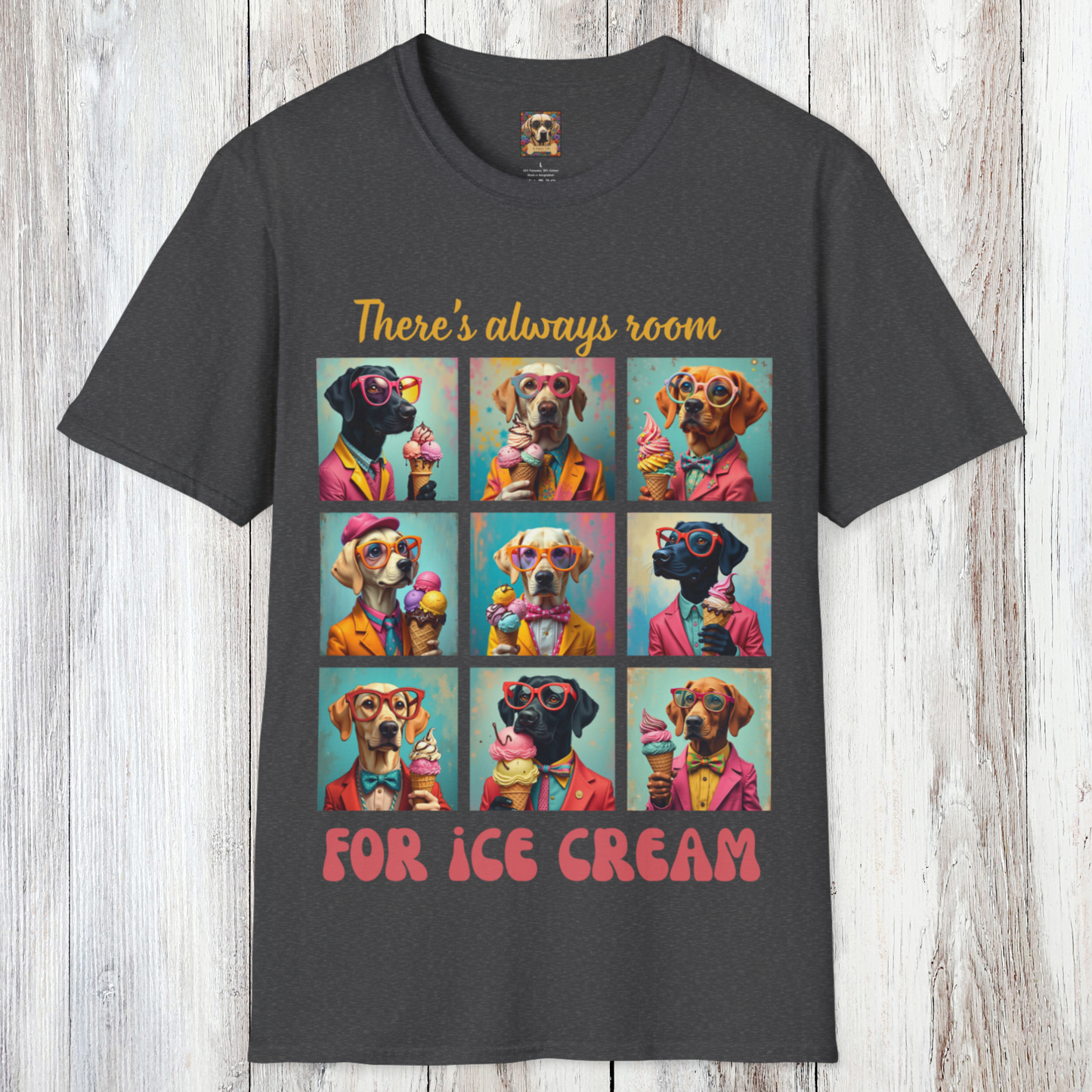 t-shirt dogs with ice cream Dark Heather