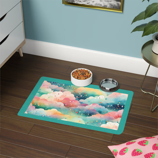 Dreamy Teal, Pet Food Mat (12x18)