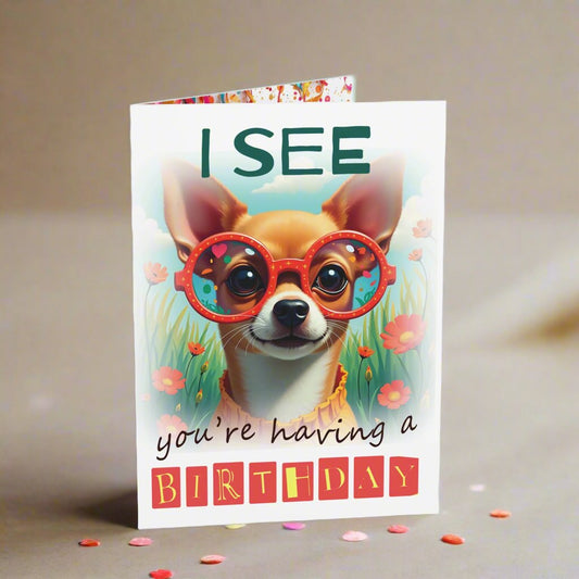 Cute Birthday Card, Chihuahua Puppy Dog