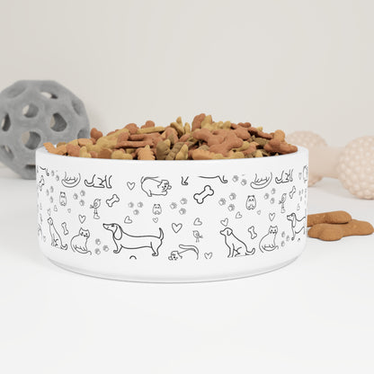 16 oz Ceramic Pet Bowl, Cute Pet Themed Pattern context 1
