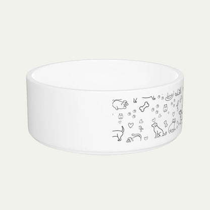 16 oz Ceramic Pet Bowl, Cute Pet Themed Pattern left