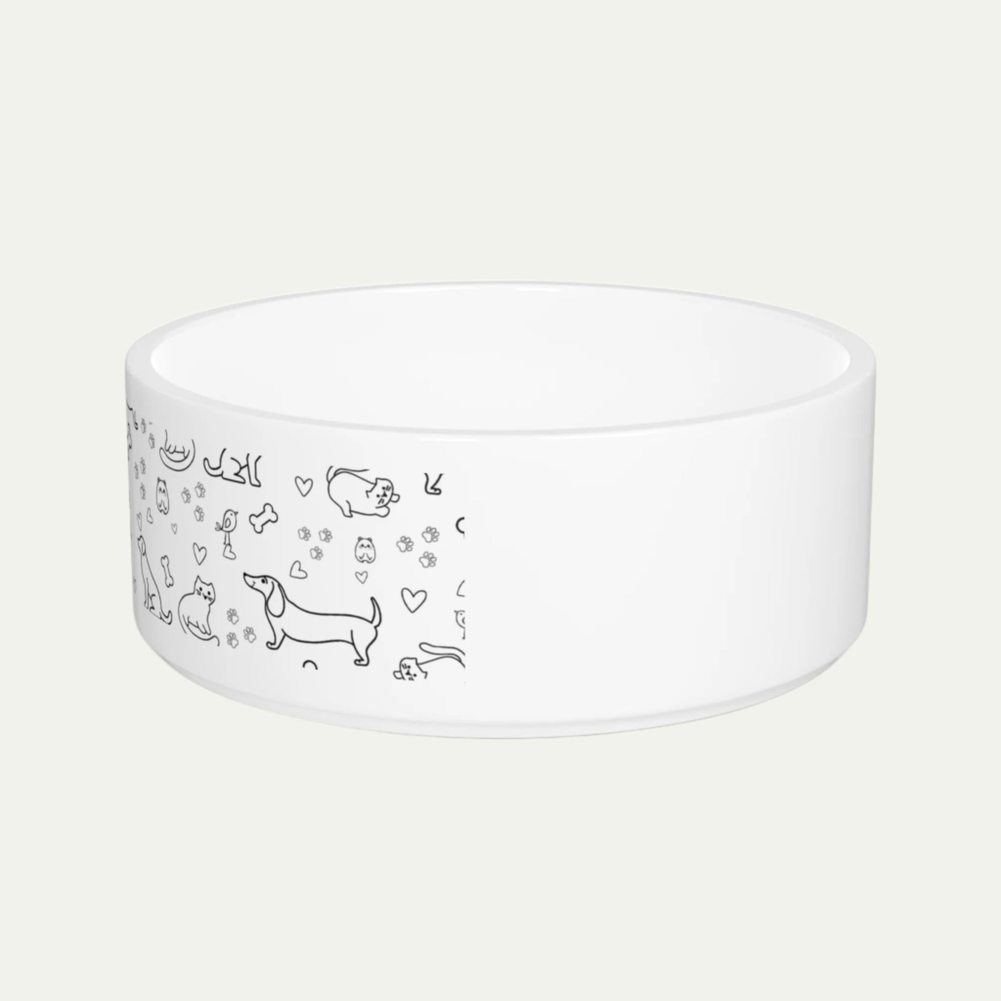 16 oz Ceramic Pet Bowl, Cute Pet Themed Pattern right