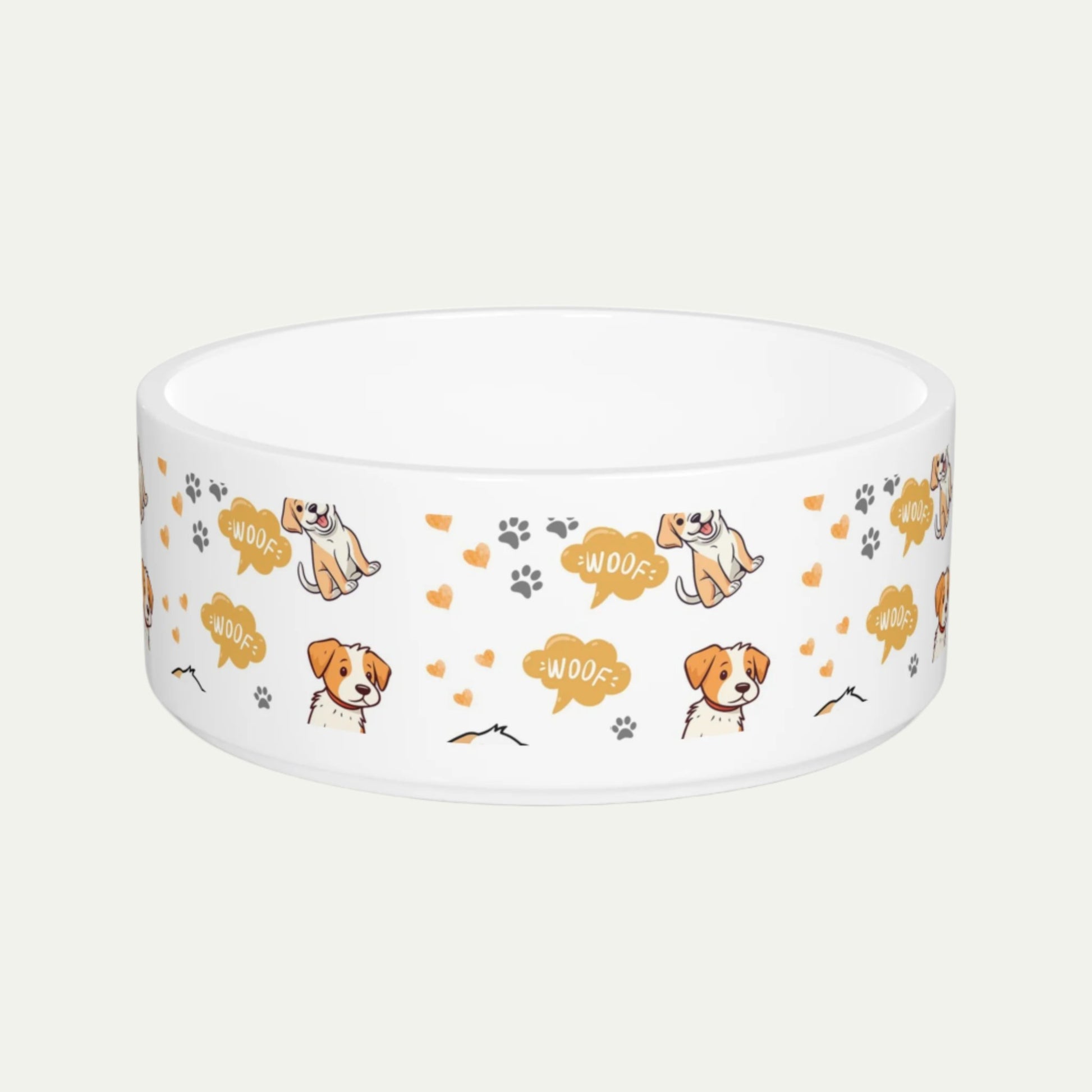 16 oz Ceramic Pet Bowl, Earth Toned Cartoon Pattern front