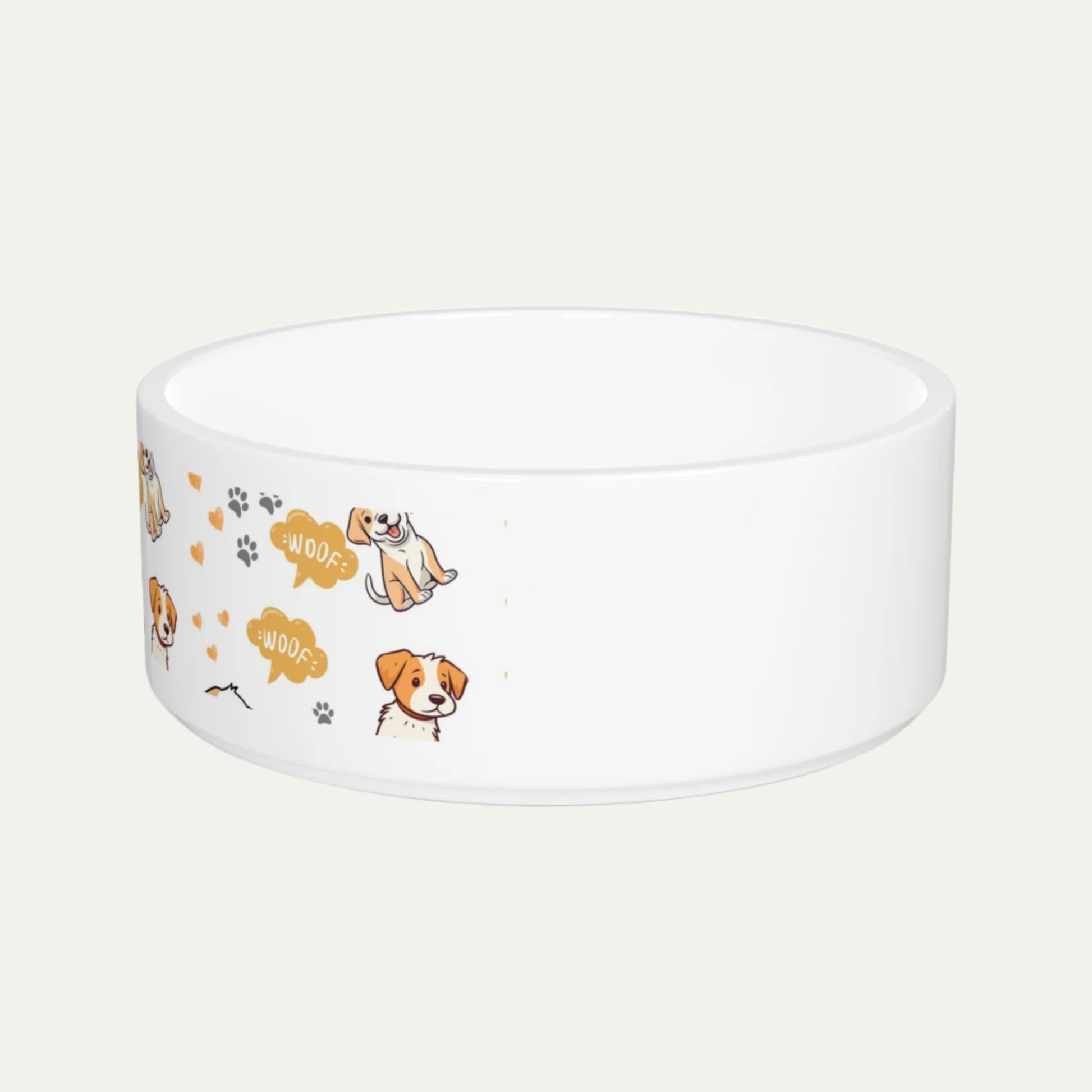 16 oz Ceramic Pet Bowl, Earth Toned Cartoon Pattern right