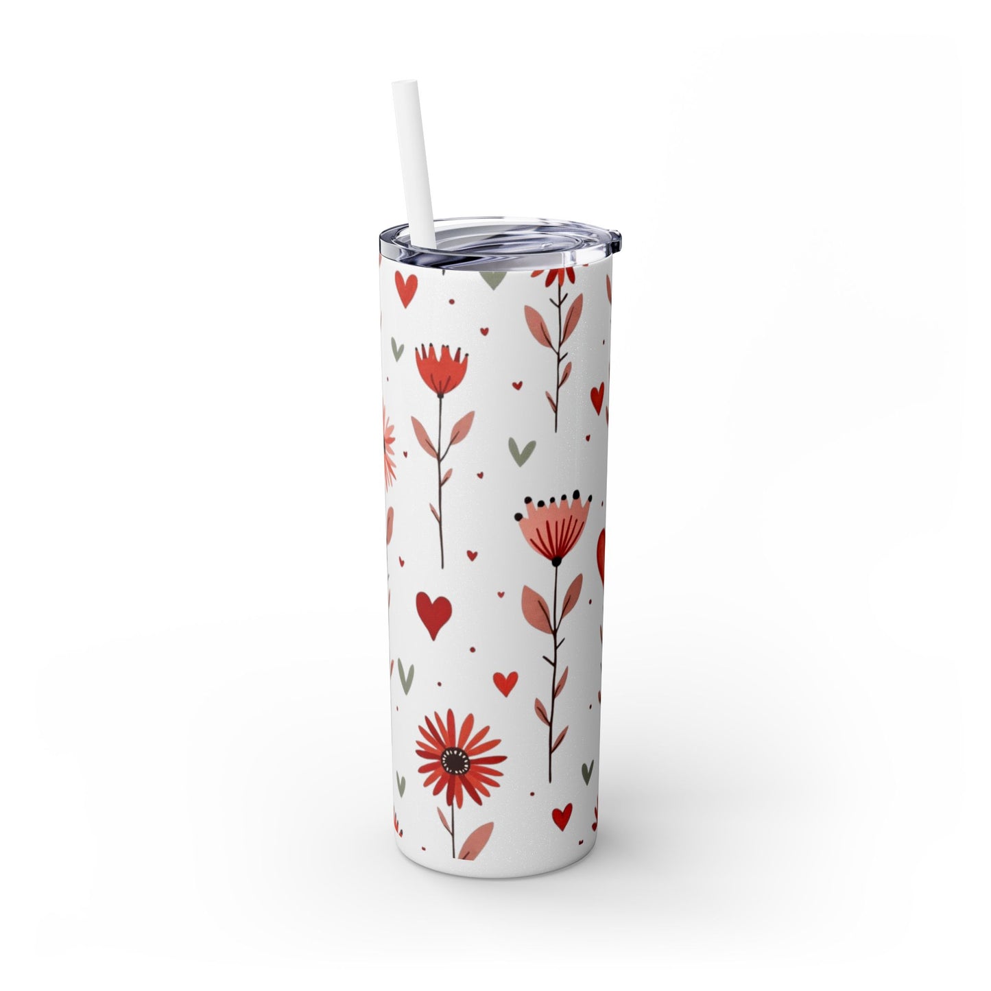 Skinny Tumbler with Straw, 20oz| Floral Water Bottle with Straw| Metal Drink Bottle