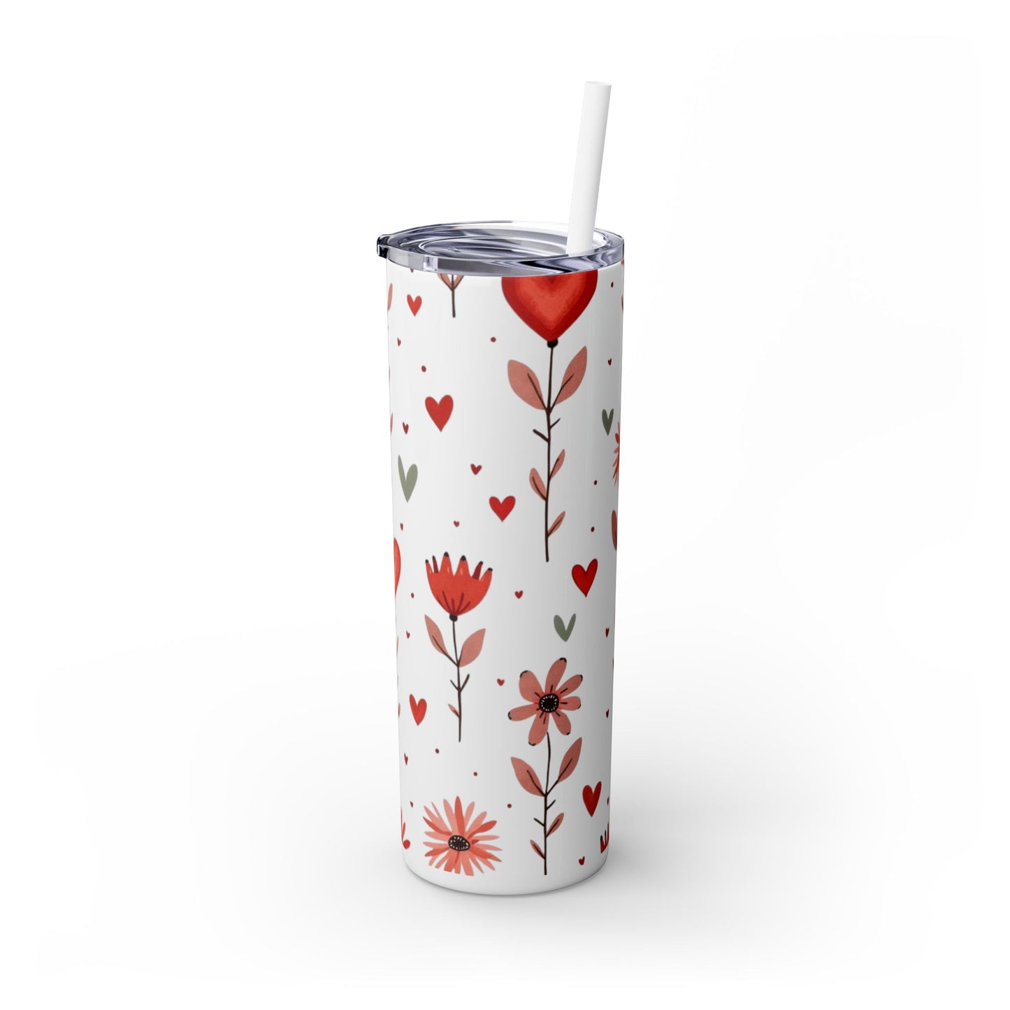 Skinny Tumbler with Straw, 20oz| Floral Water Bottle with Straw| Metal Drink Bottle