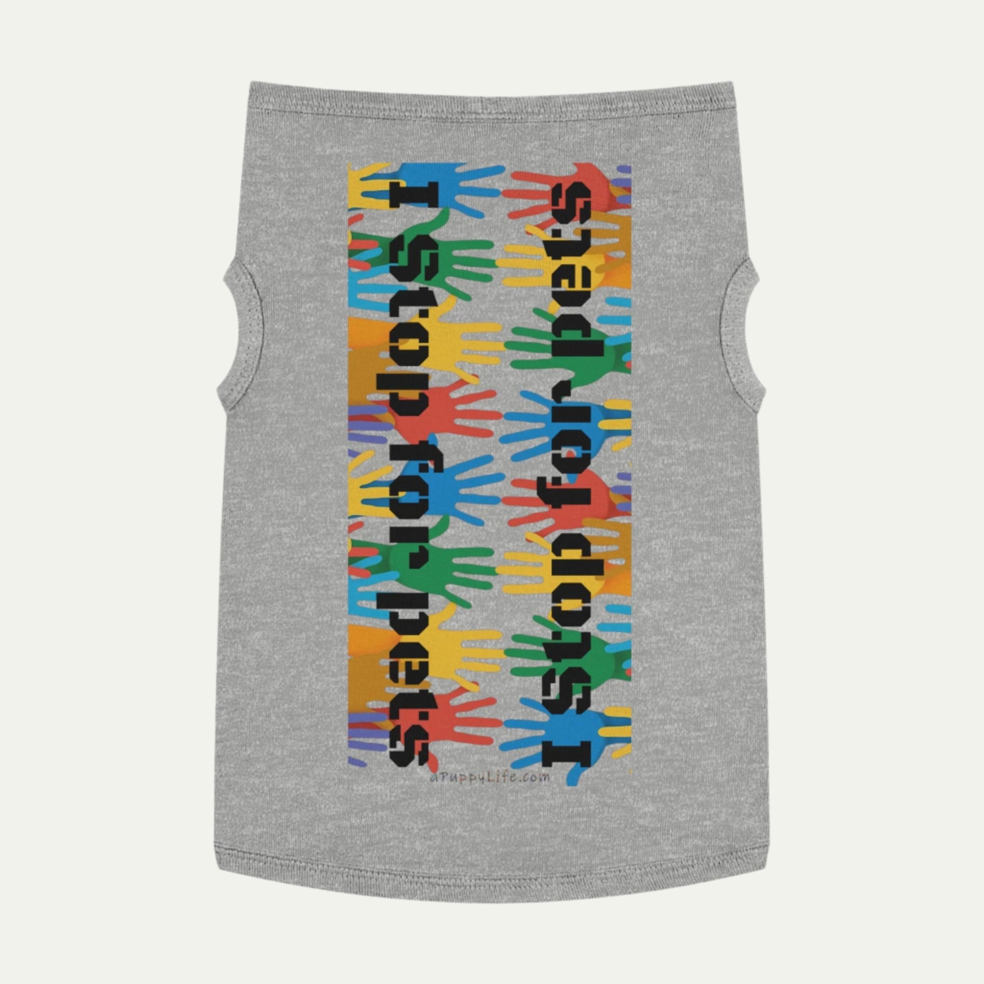 I Stop for Pets, Tank Top for Dogs XL front grey