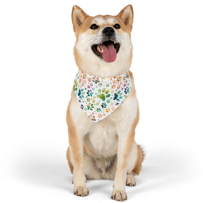 Pet Bandana Collar | Colorful Paw Print Pattern