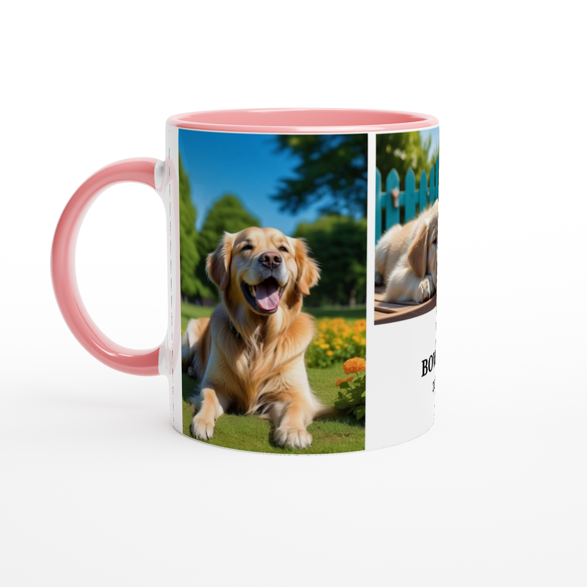 3 Photos Personalization  White 11oz Ceramic Mug with pink Color Inside