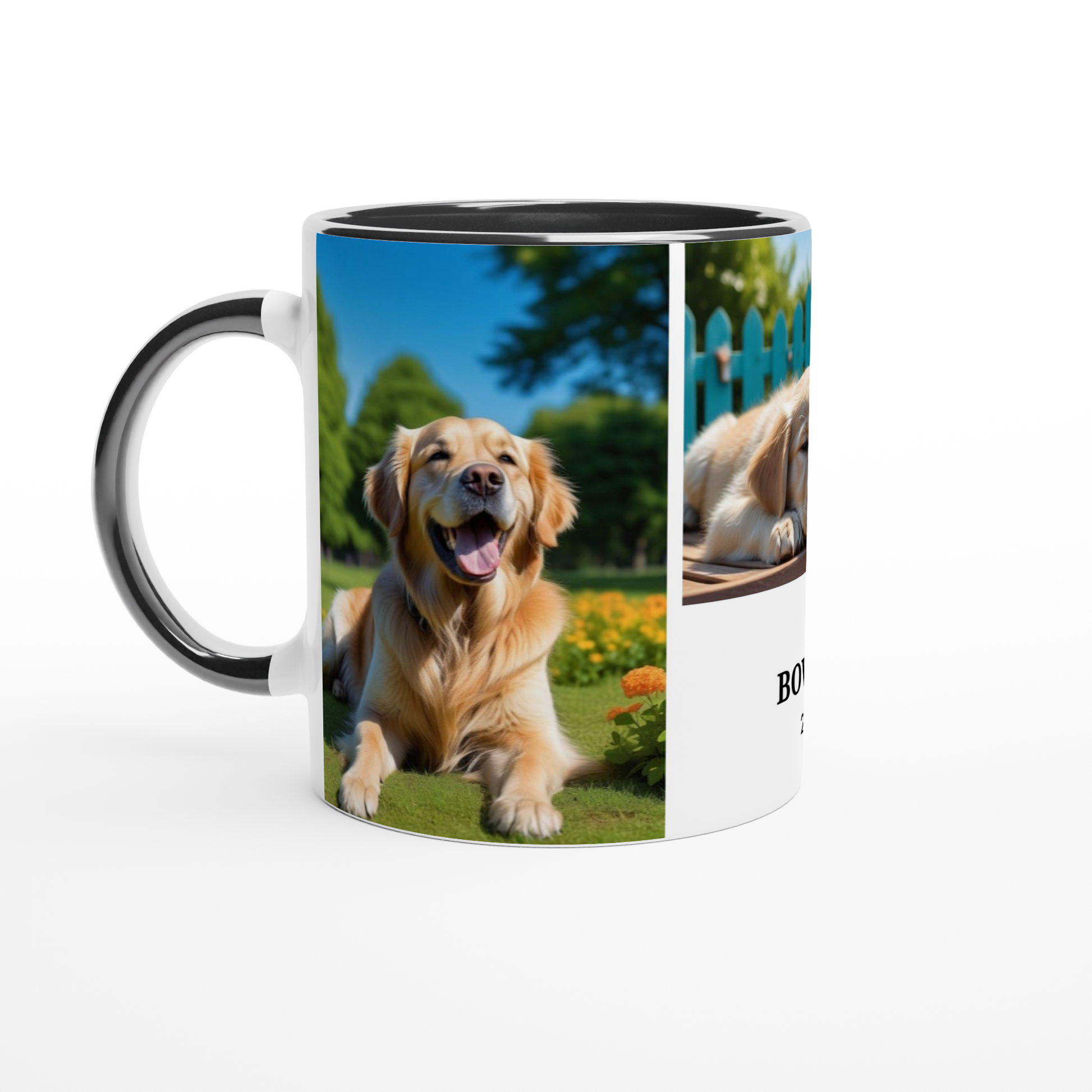 3 Photos Personalization  White 11oz Ceramic Mug with black Color Inside