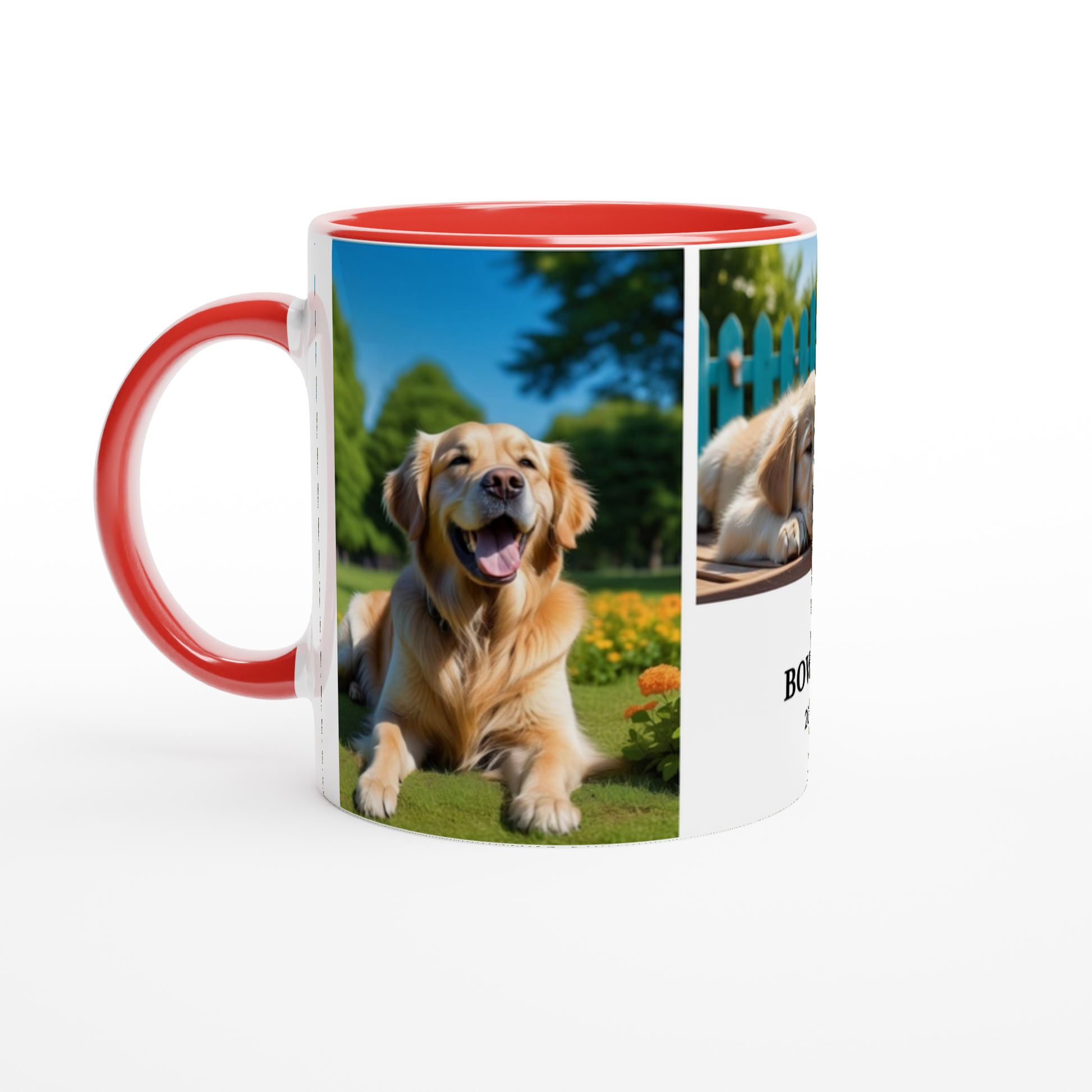 3 Photos Personalization  White 11oz Ceramic Mug with red Color Inside