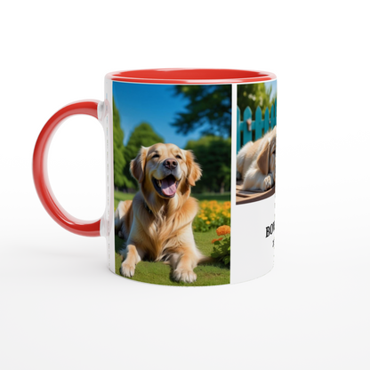 3 Photos Personalization  White 11oz Ceramic Mug with red Color Inside