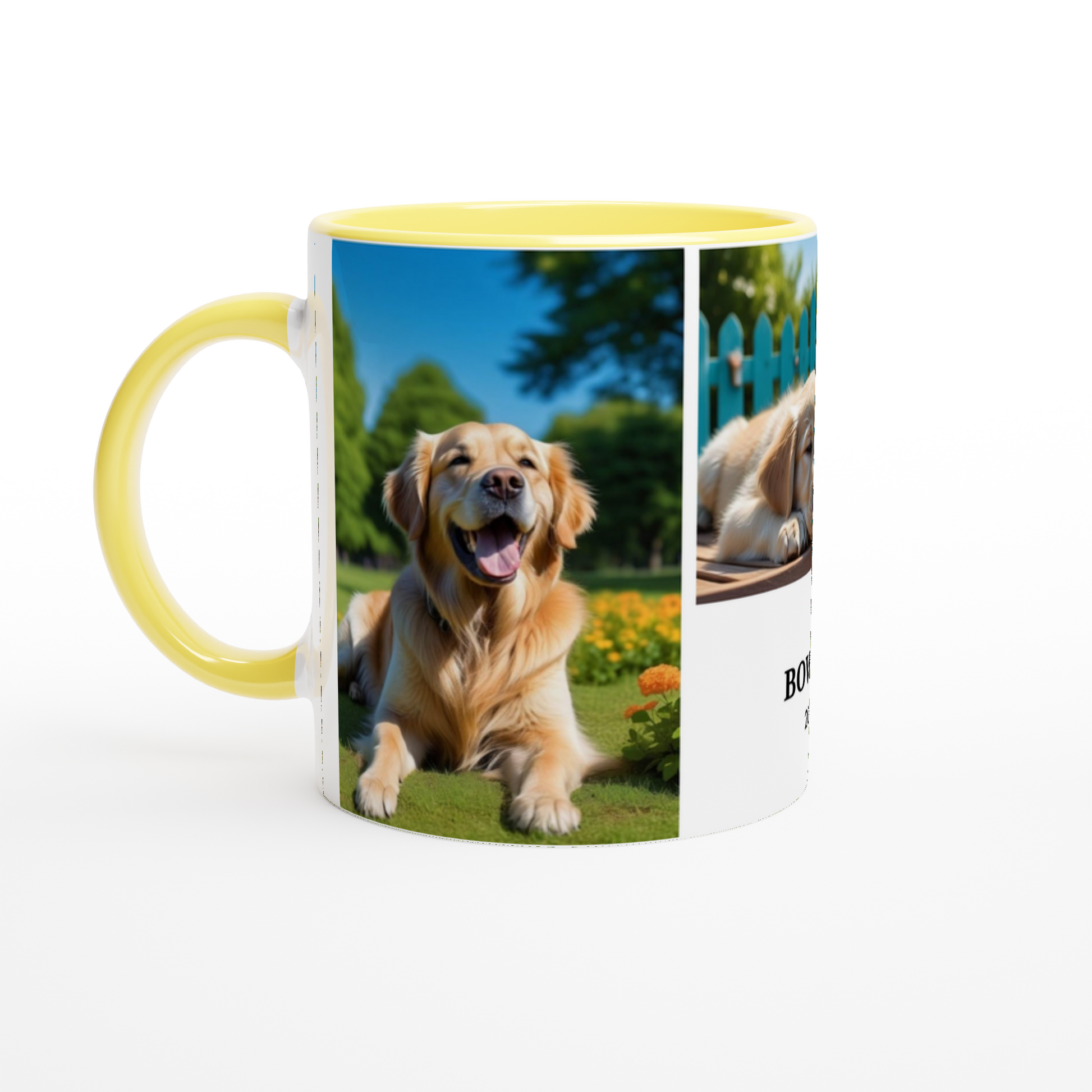 3 Photos Personalization  White 11oz Ceramic Mug with yellow Color Inside