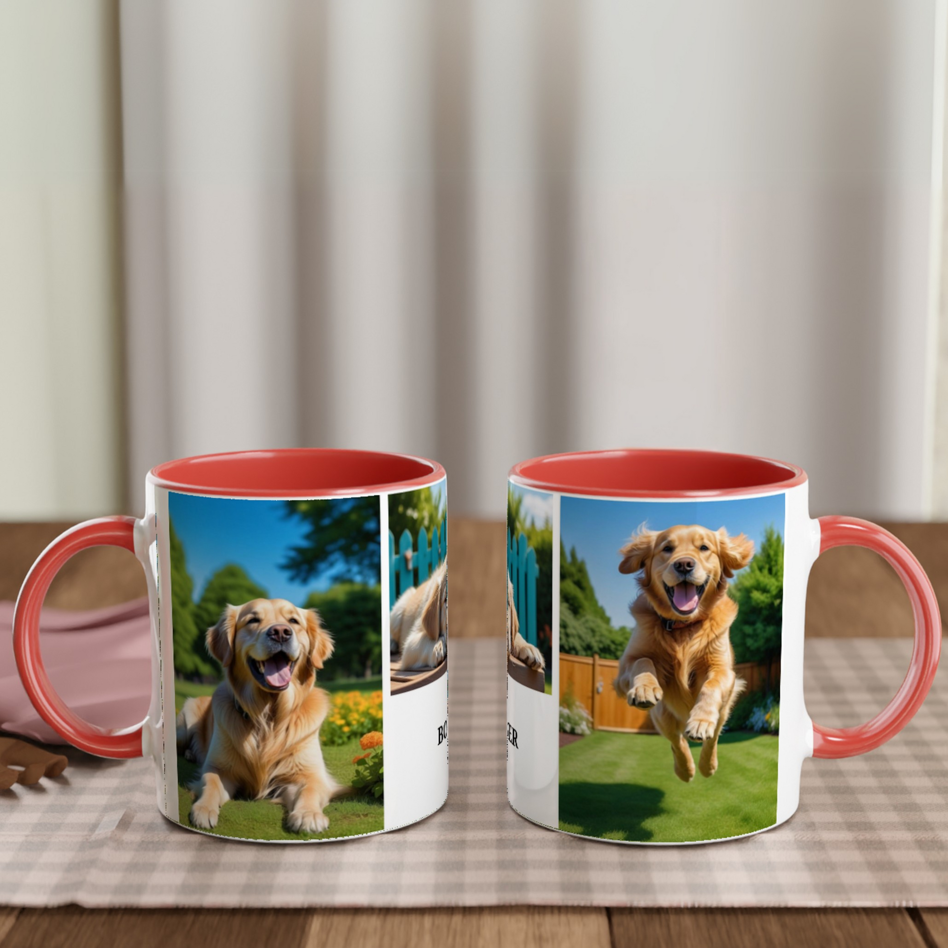 3 Photos Personalization  White 11oz Ceramic Mug with read Color context Inside