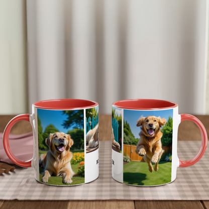 3 Photos Personalization  White 11oz Ceramic Mug with read Color context Inside