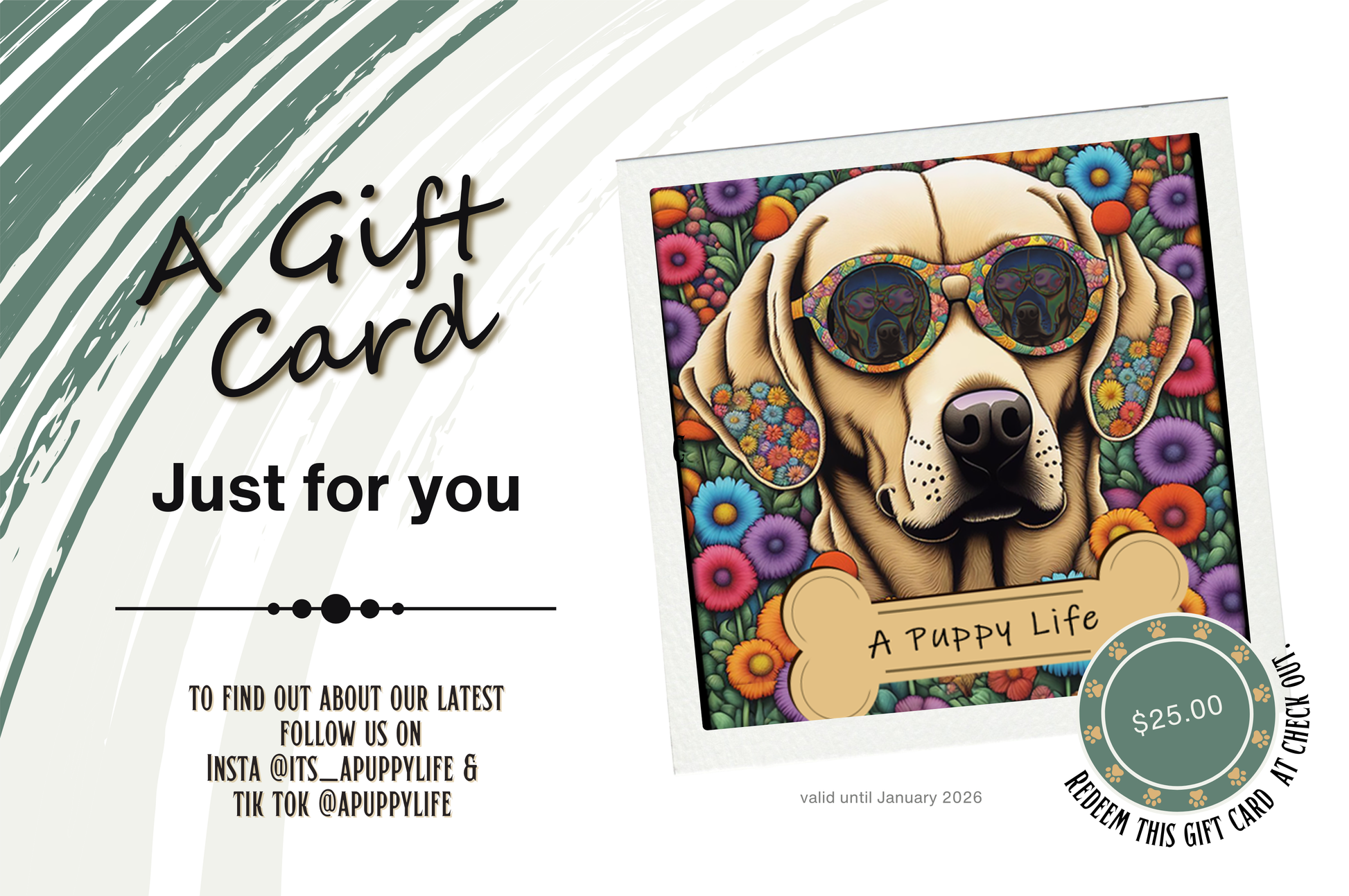 A Puppy life-Gift Card 25 dollars