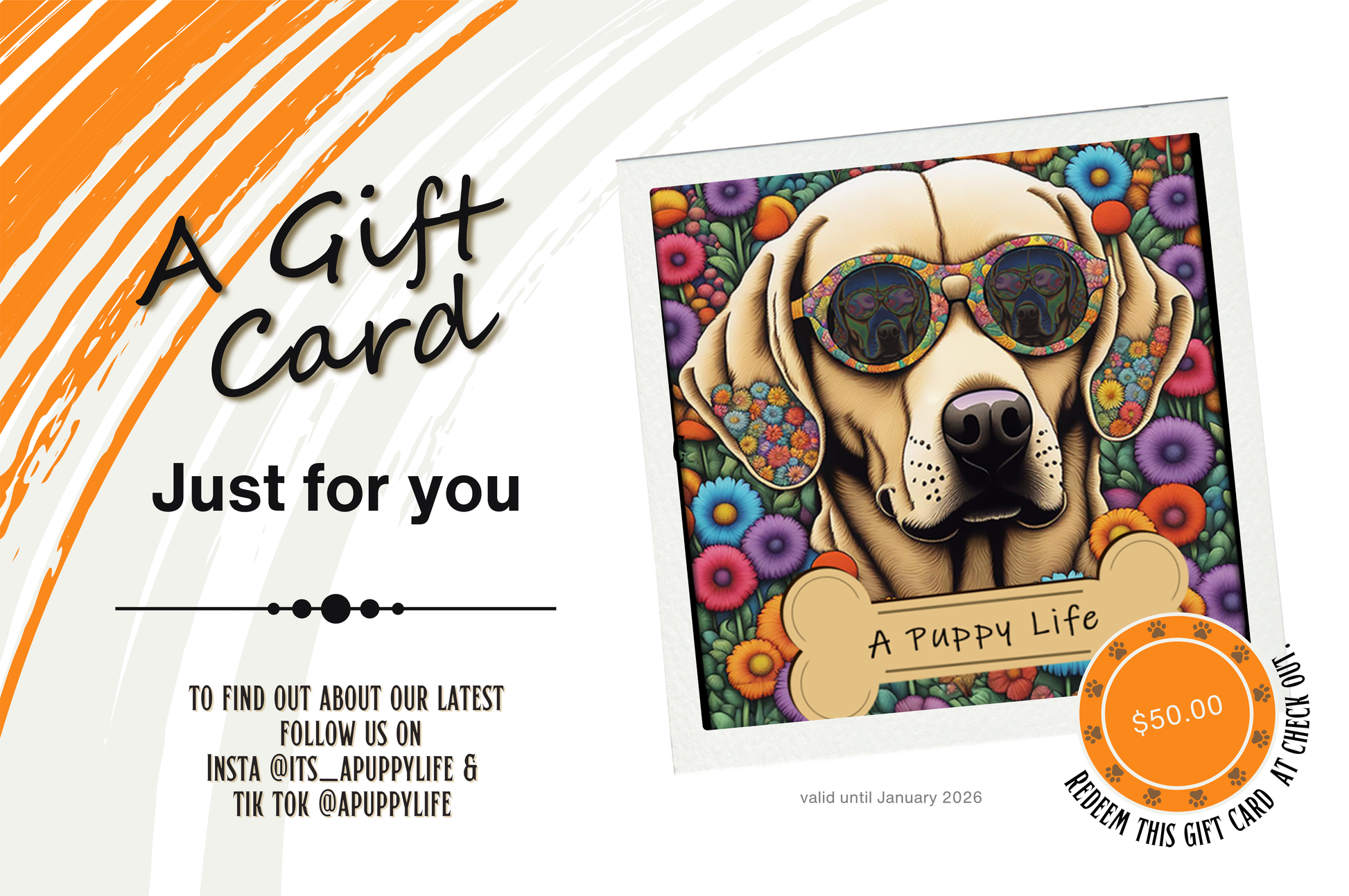 A Puppy life-Gift Card 50 dollars
