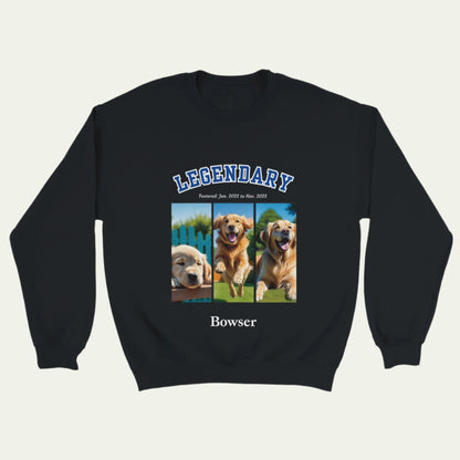 American College Varsity Design Custom 3 Pet Photos Sweat Shirt – Celebrate Your Furry Friend - front black