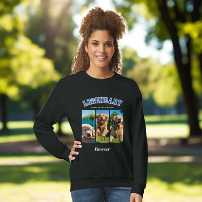 American College Varsity Design Custom 3 Pet Photos Sweat Shirt – Celebrate Your Furry Friend - context full length 
